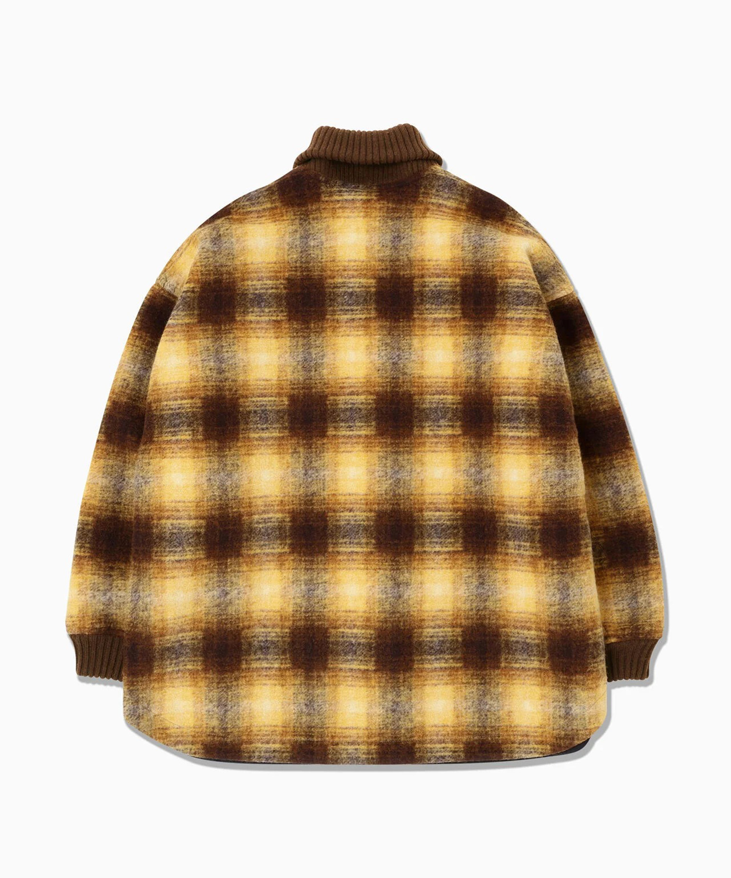 wool shaggy check jacket long and wander