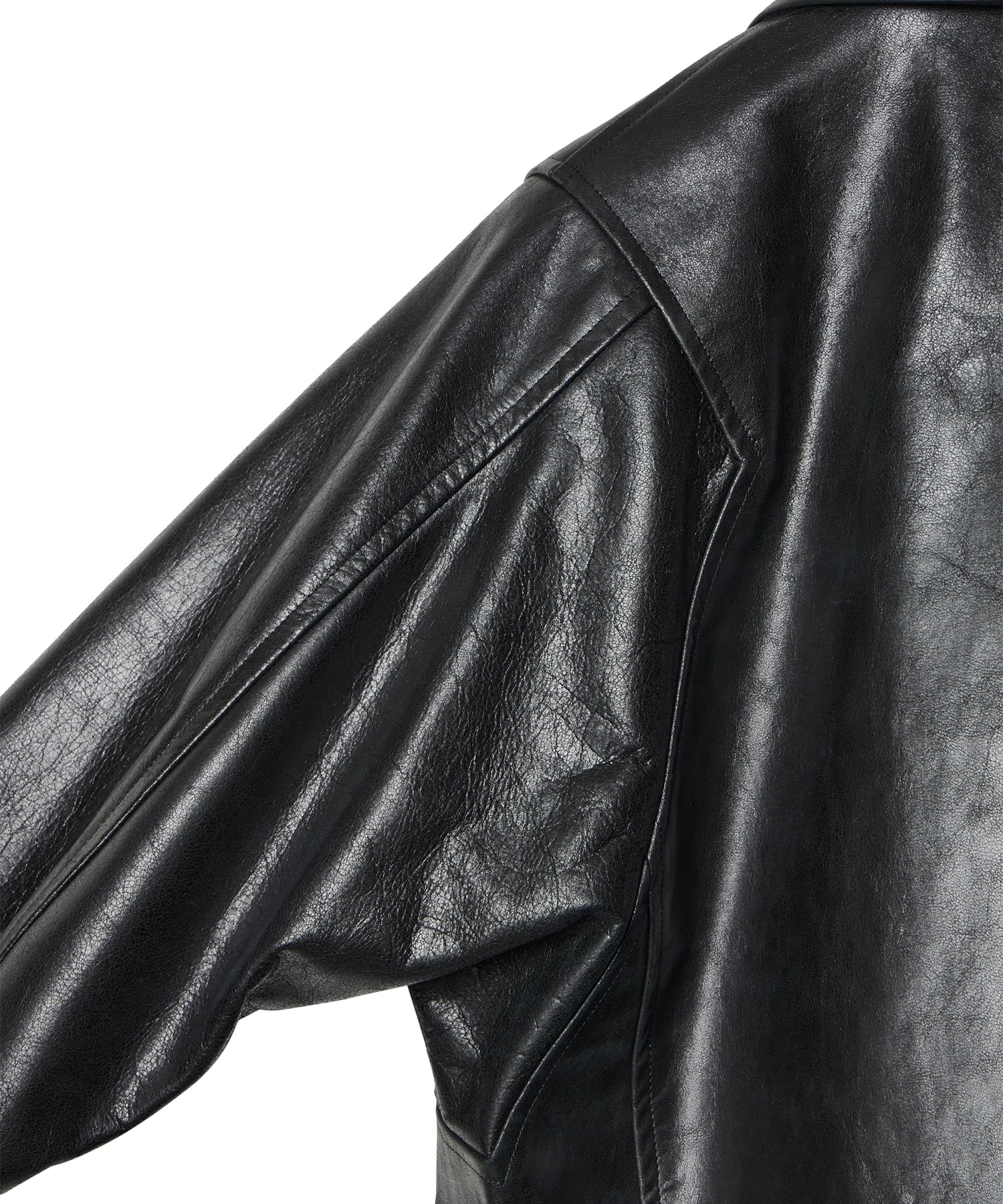 MODIFIED-SLEEVE LEATHER MOTOR JACKET IRENISA