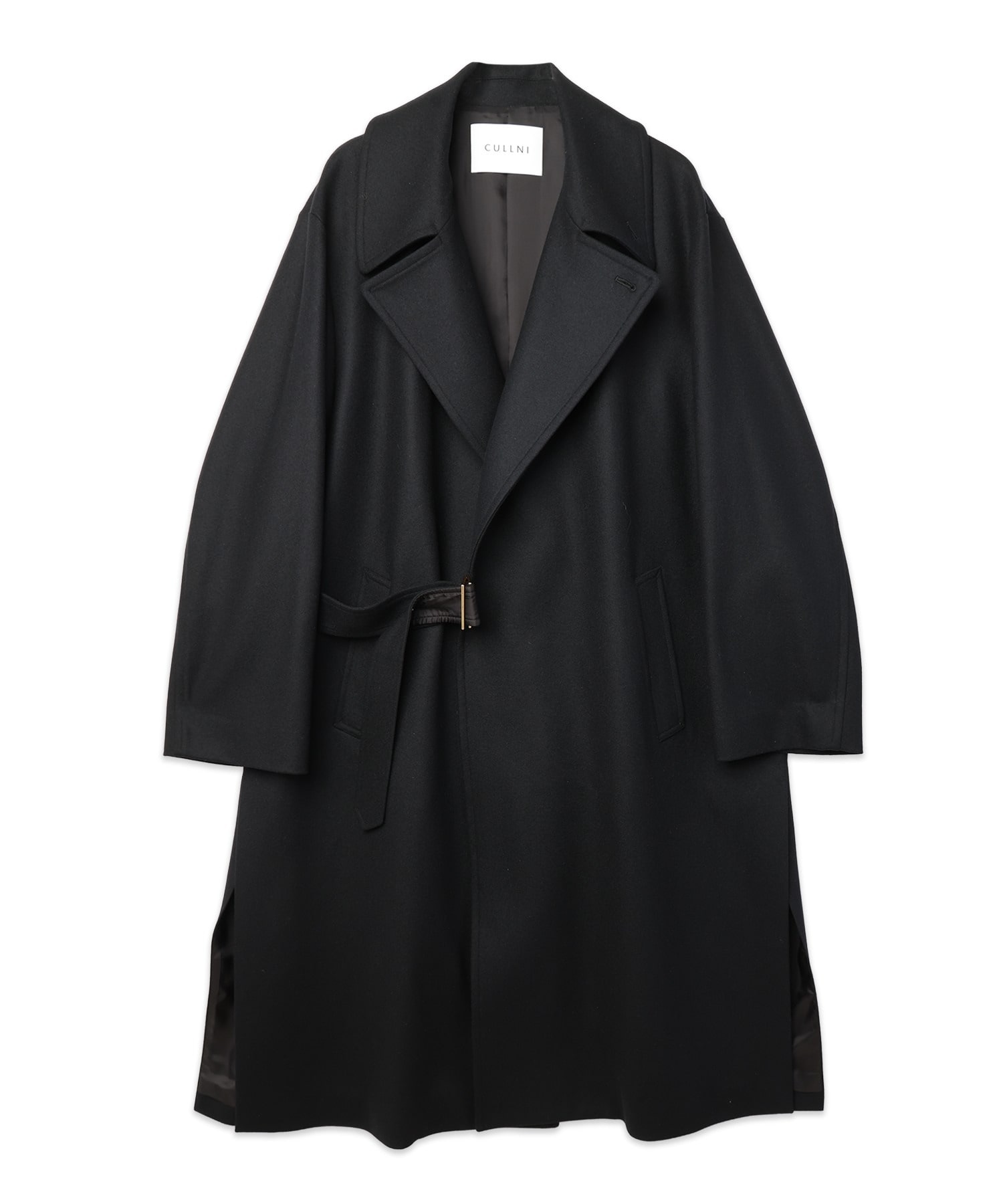 Signature Melton Minimal Tie Locken Long Coat CULLNI