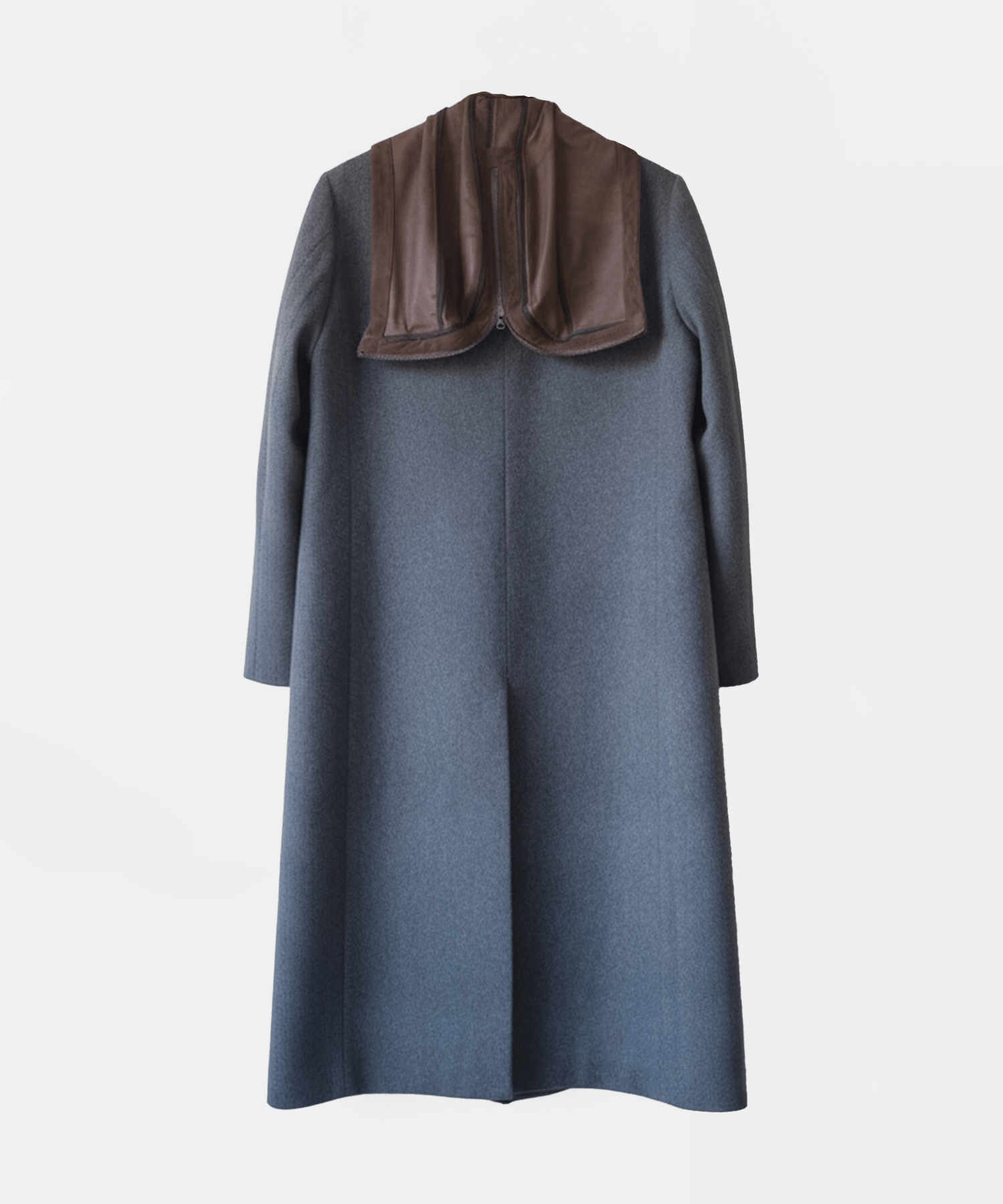Suede hooded wool coat KHOKI