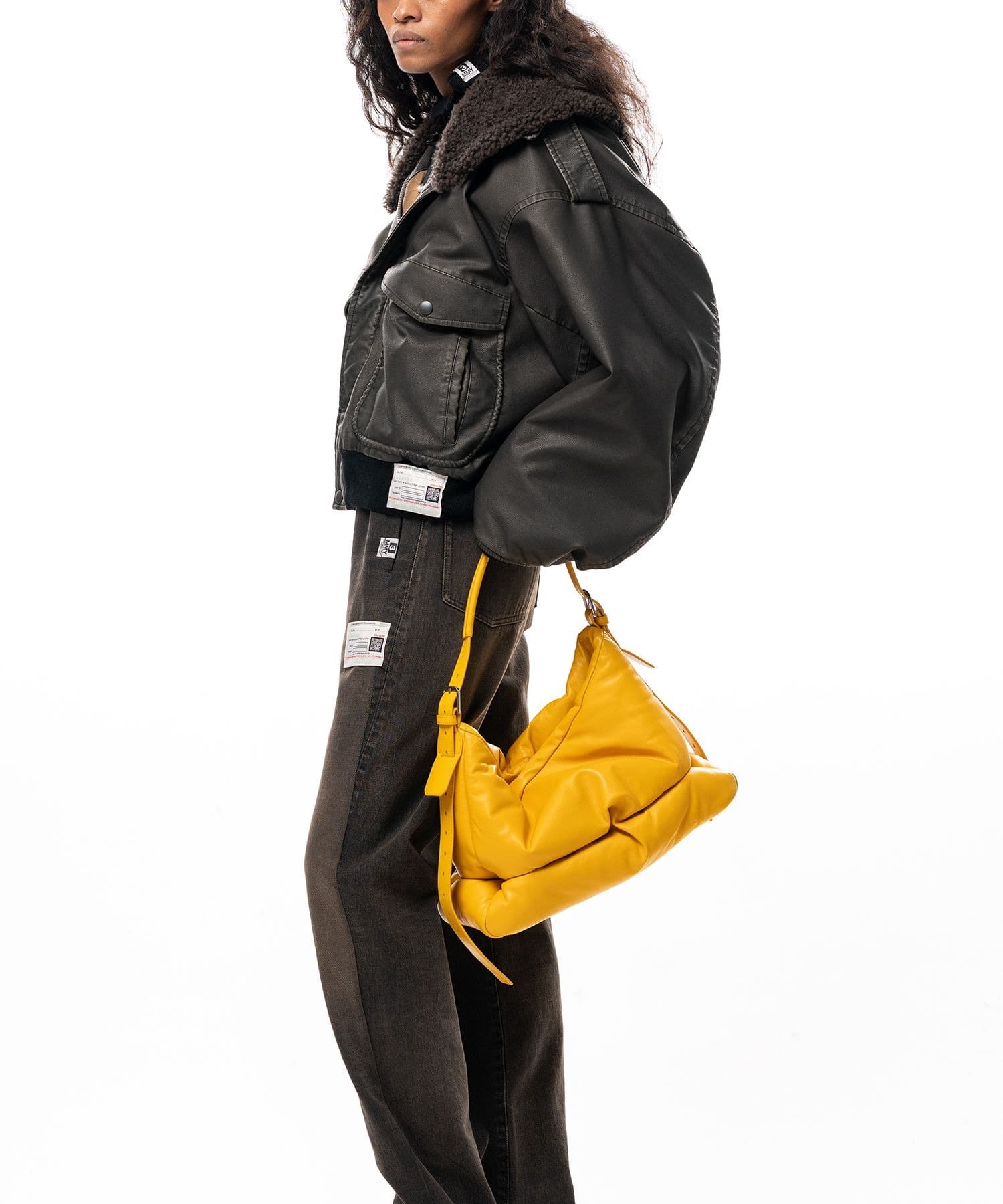 DETACHABLE COLLAR FAUX LEATHER BLOUSON Maison MIHARA YASUHIRO