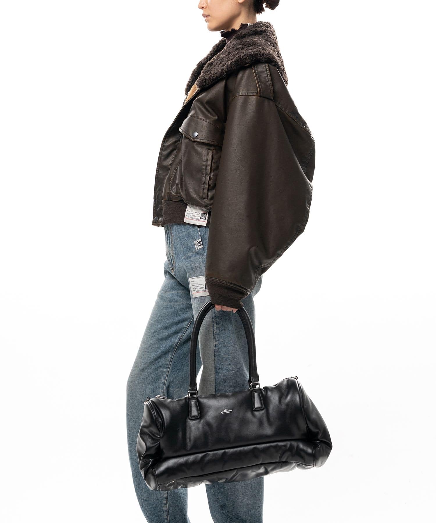 DETACHABLE COLLAR FAUX LEATHER BLOUSON Maison MIHARA YASUHIRO