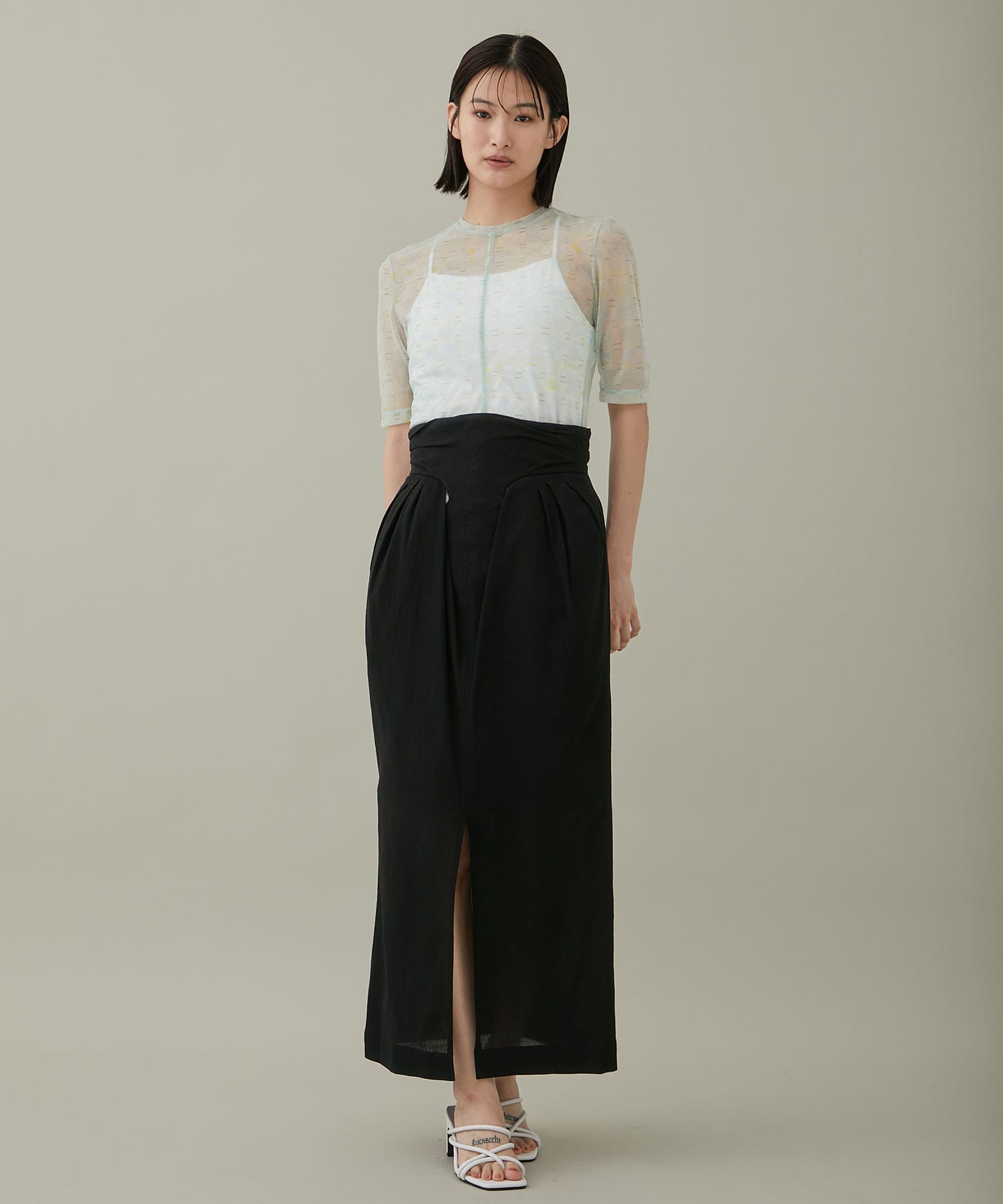 クレープホールハイウエストスカート(1 BLACK): Mame Kurogouchi 