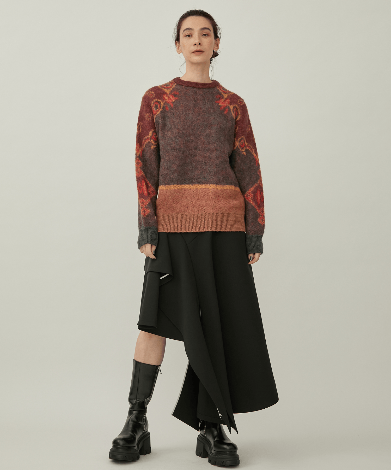 Mohair jacquard knit pullover｜STUDIOUS