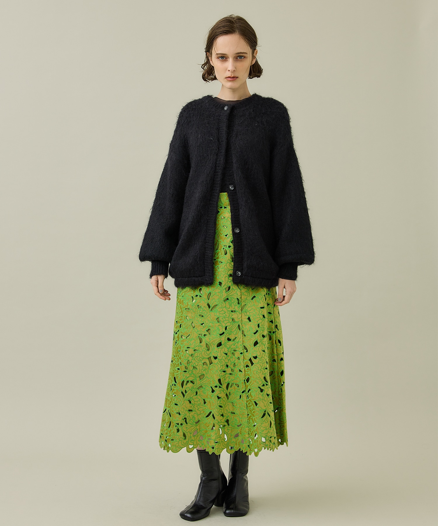 vintage shaggy knit coat - ニットコート