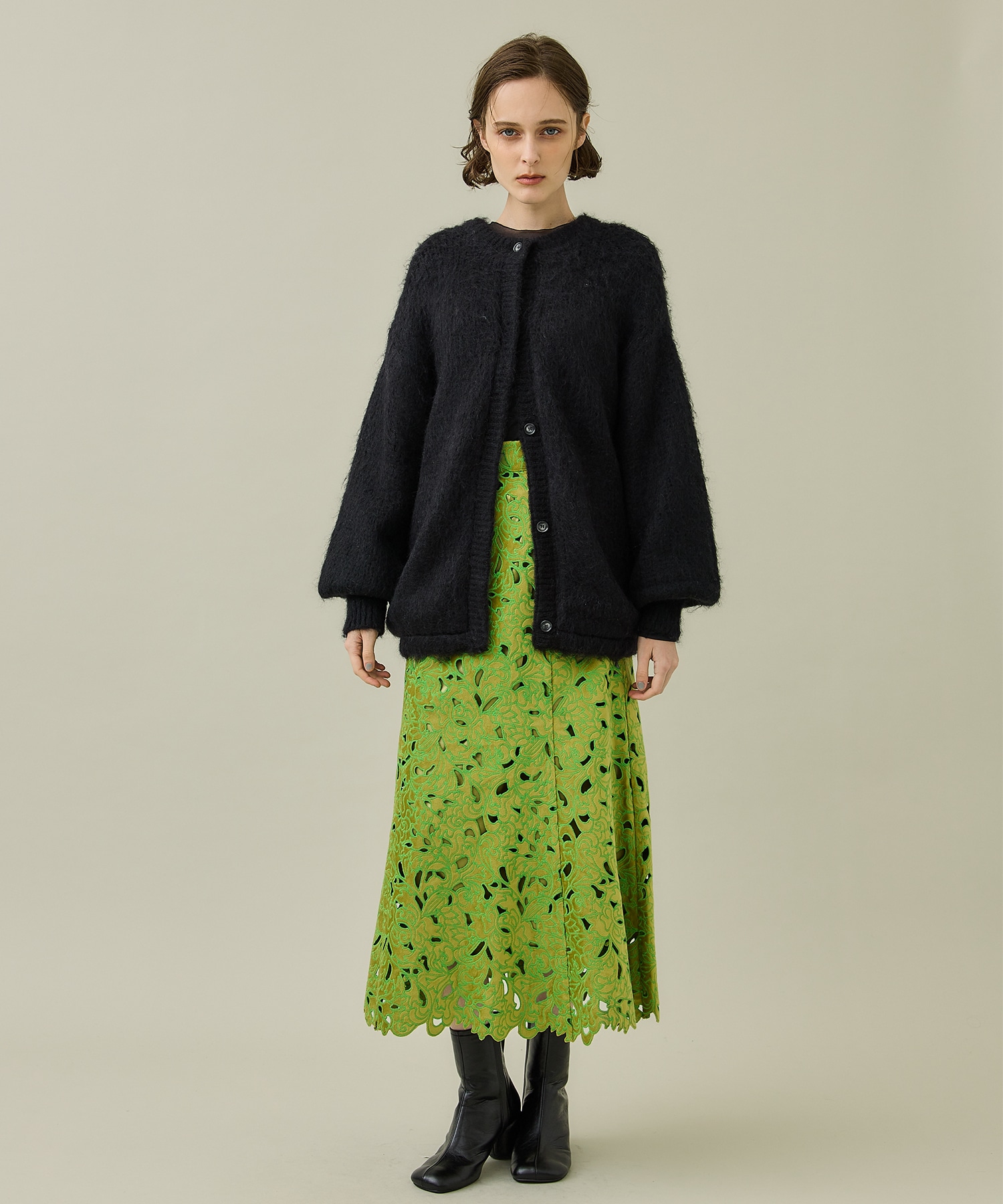 UND 2WAY MOHAIR SHAGGY BIG JACKET＆SKIRT-