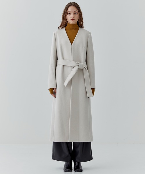 〈CITY〉SUPER120ベルトマークノーカラーコート CITY