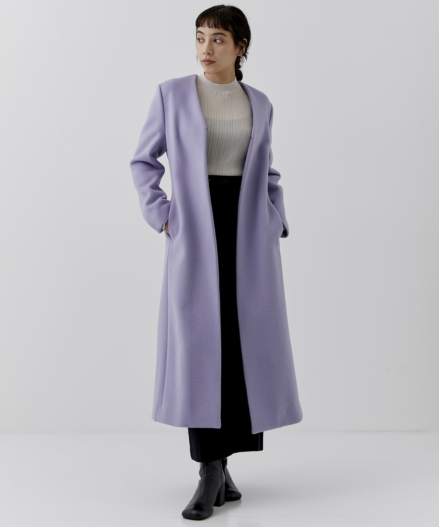 〈CITY〉SUPER120ベルトマークノーカラーコート STUDIOUS