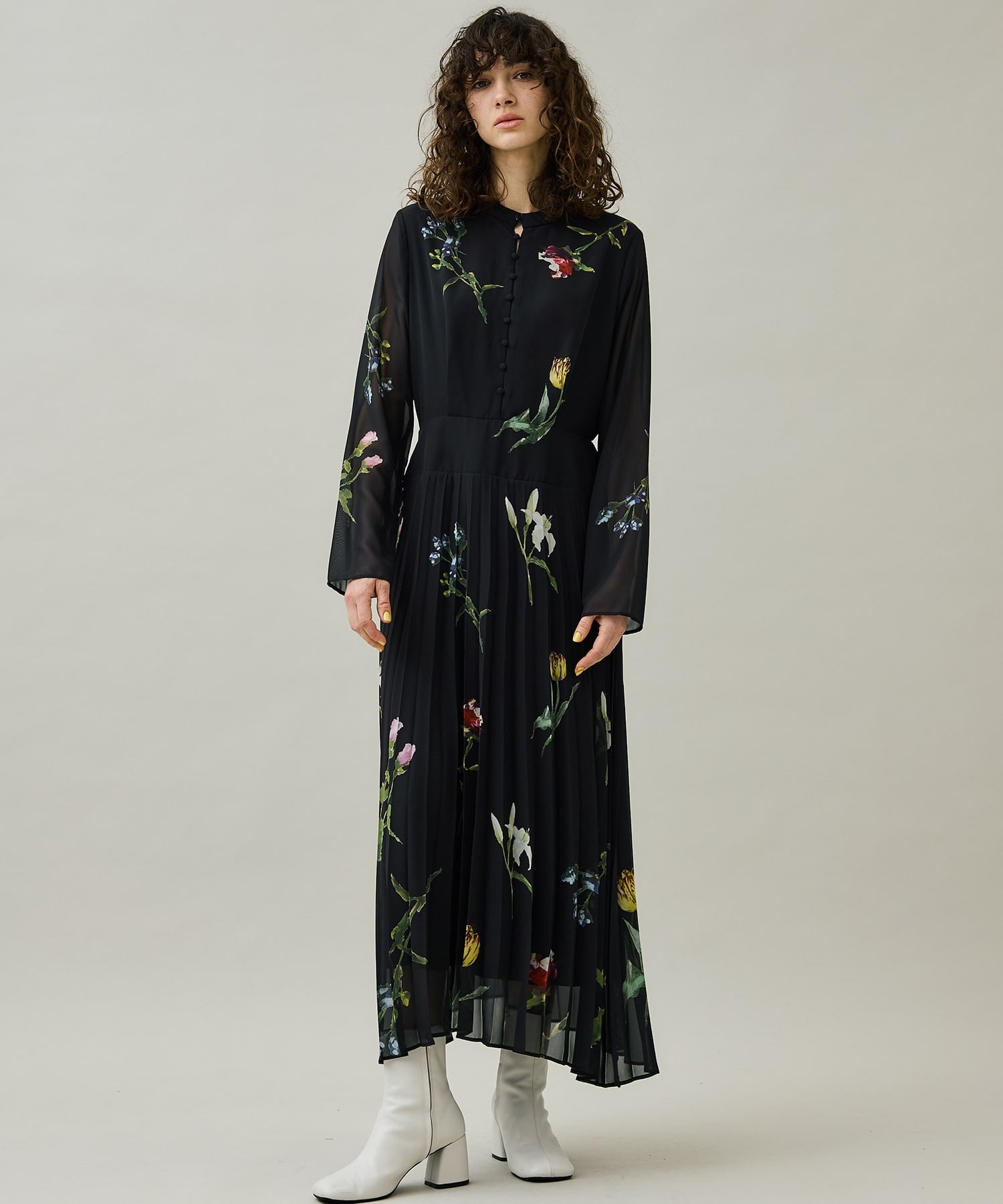 Ameri VINTAGE SOFIA PLEATS DRESS ロングワンピース | suitmenstore.com