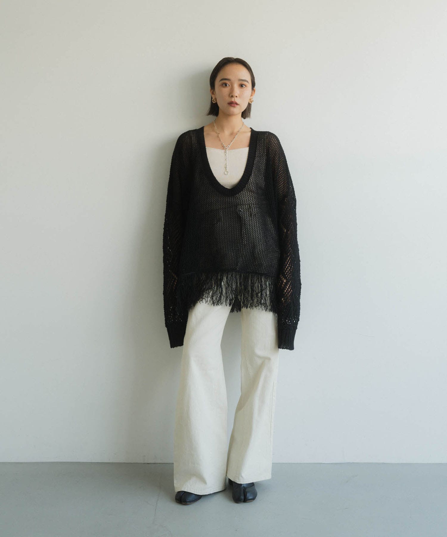 Uneck fringe mesh knit KnuthMarf