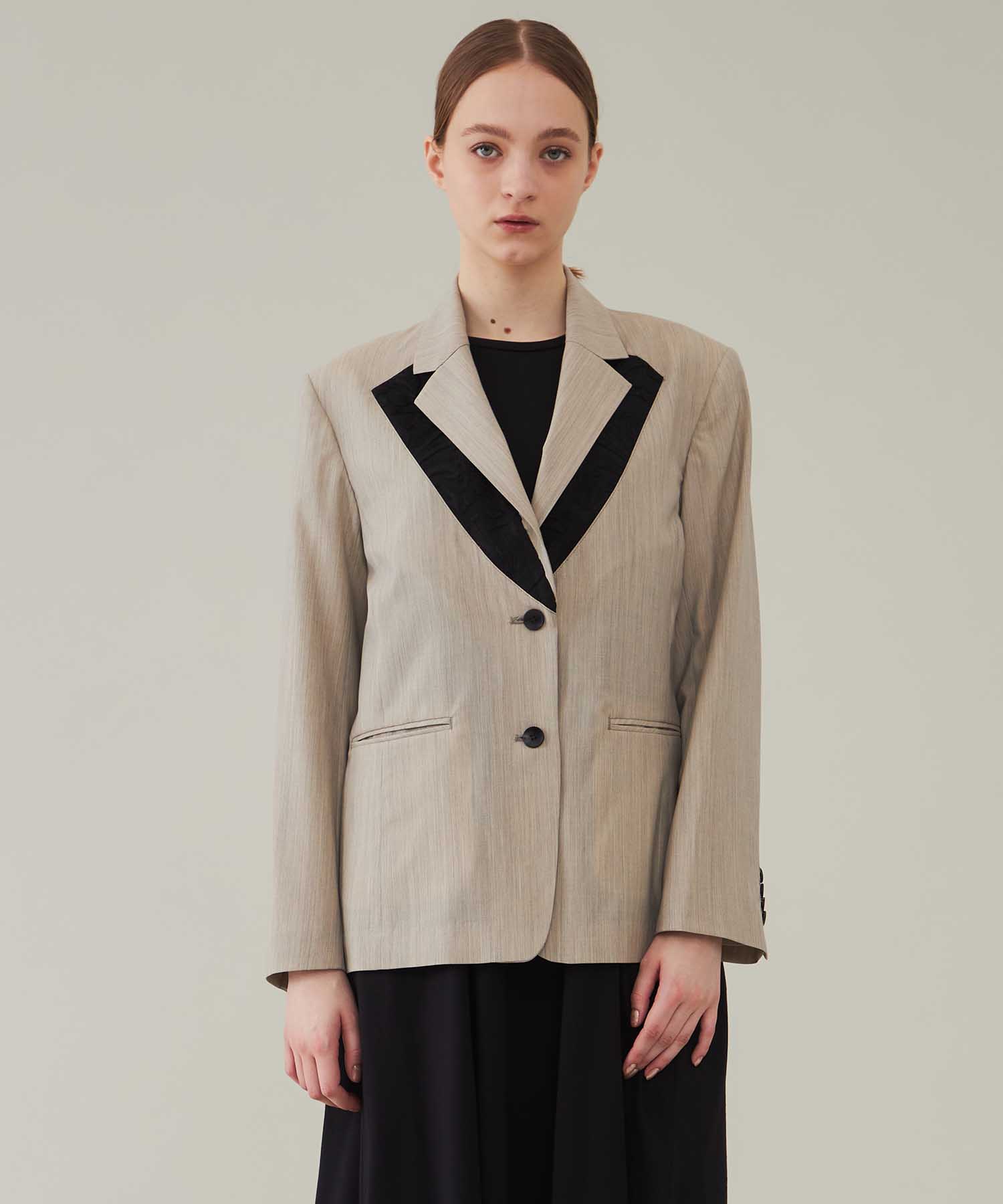 SUMMER WOOL LAYERED LAPEL JACKET CINOH