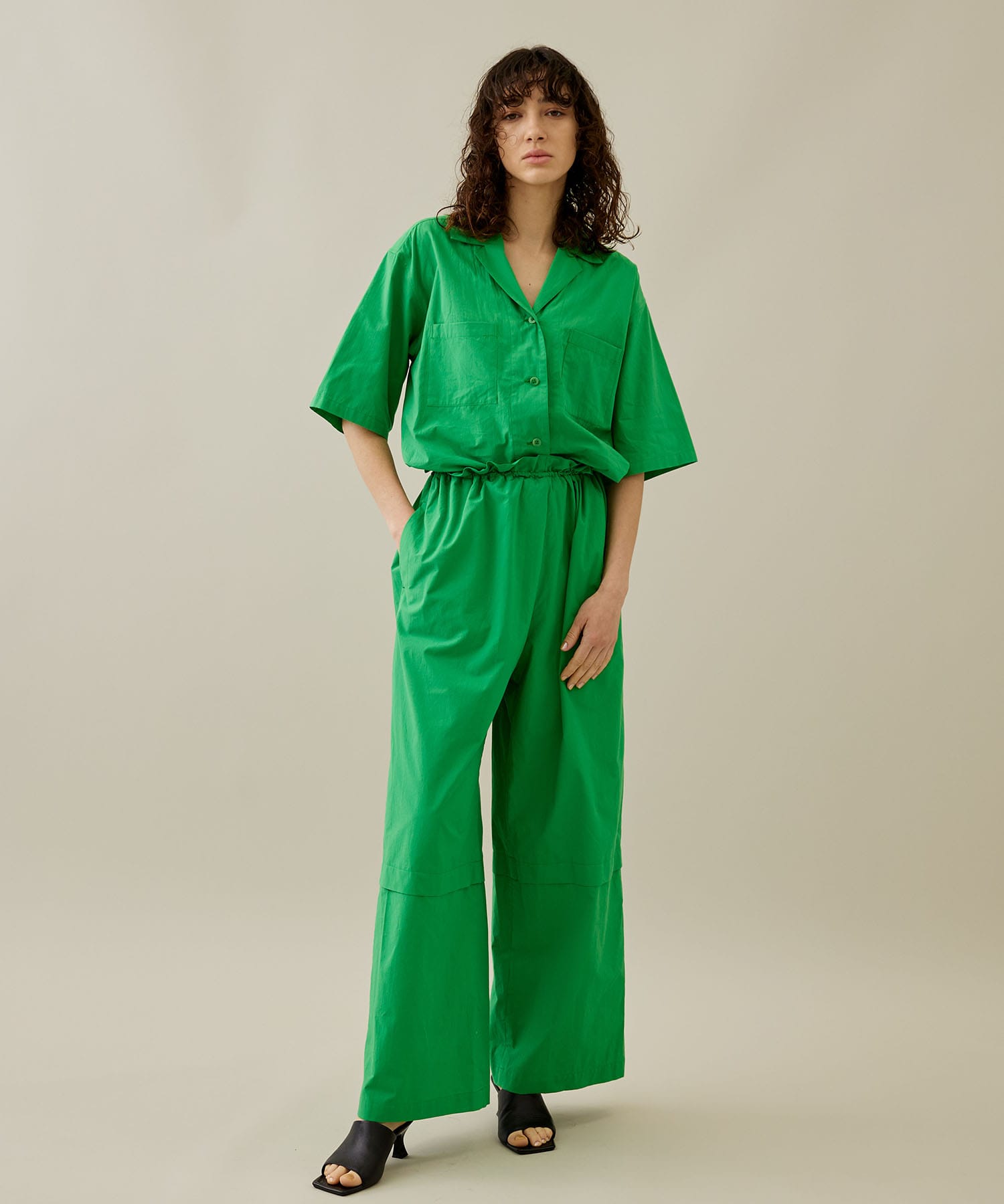 Open Collar Jumpsuit(XS GREEN): SAYAKA DAVIS: WOMENS｜ STUDIOUS