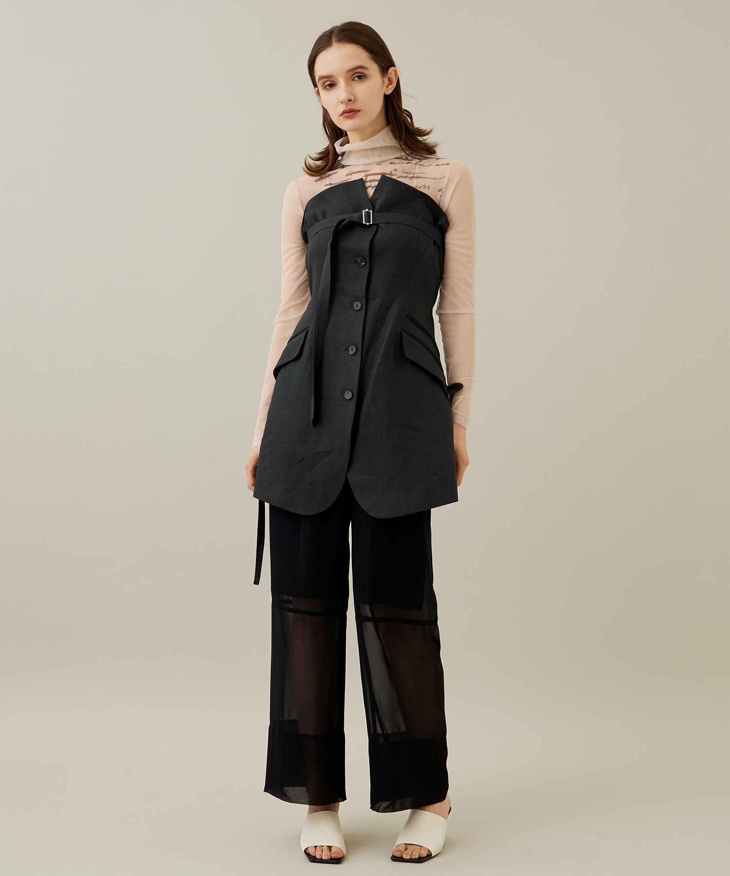 LINEN TAILORED VEST IHNN