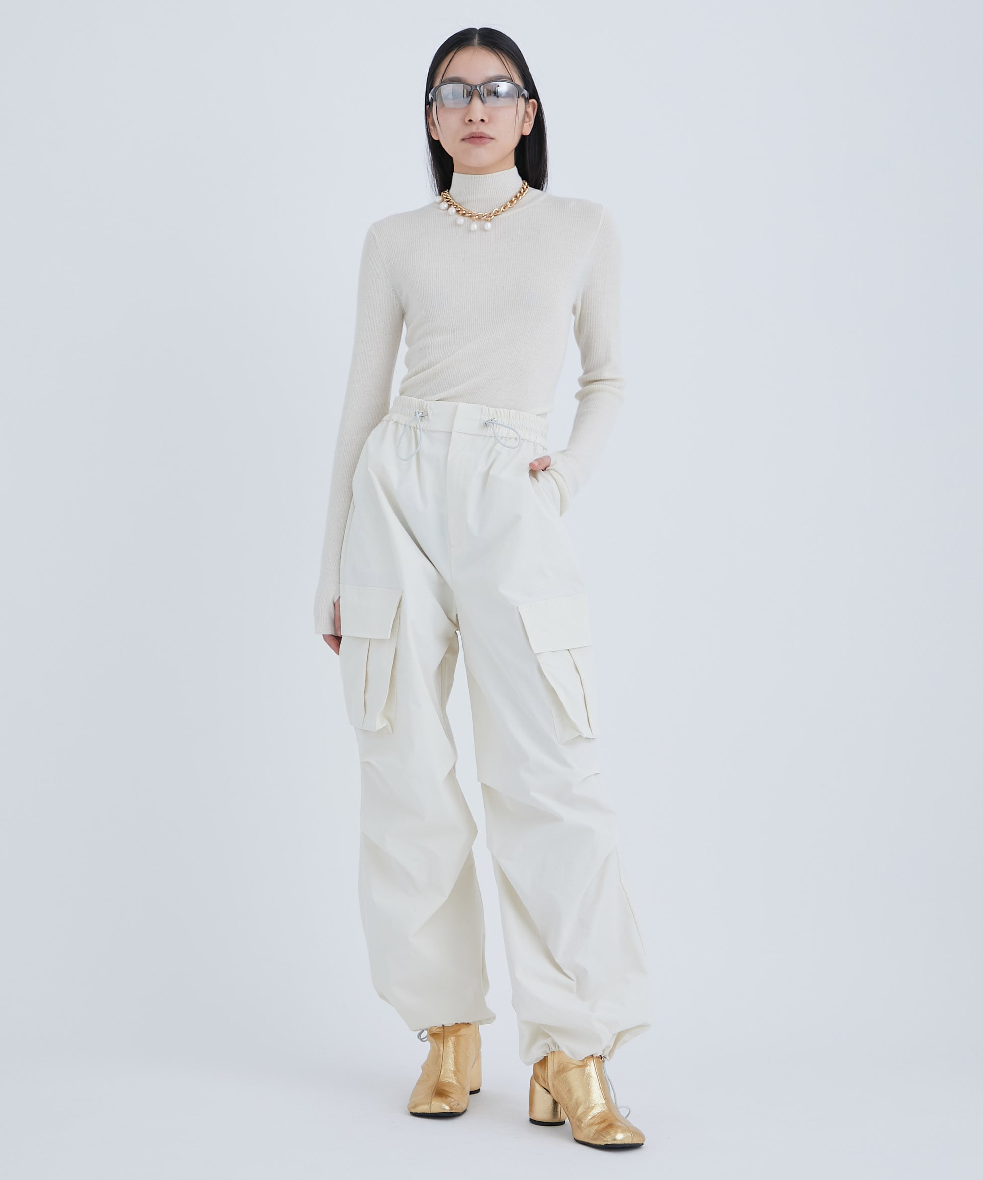 Drawstring Parachute Pants(1 OFF WHITE): STUDIOUS: WOMENS