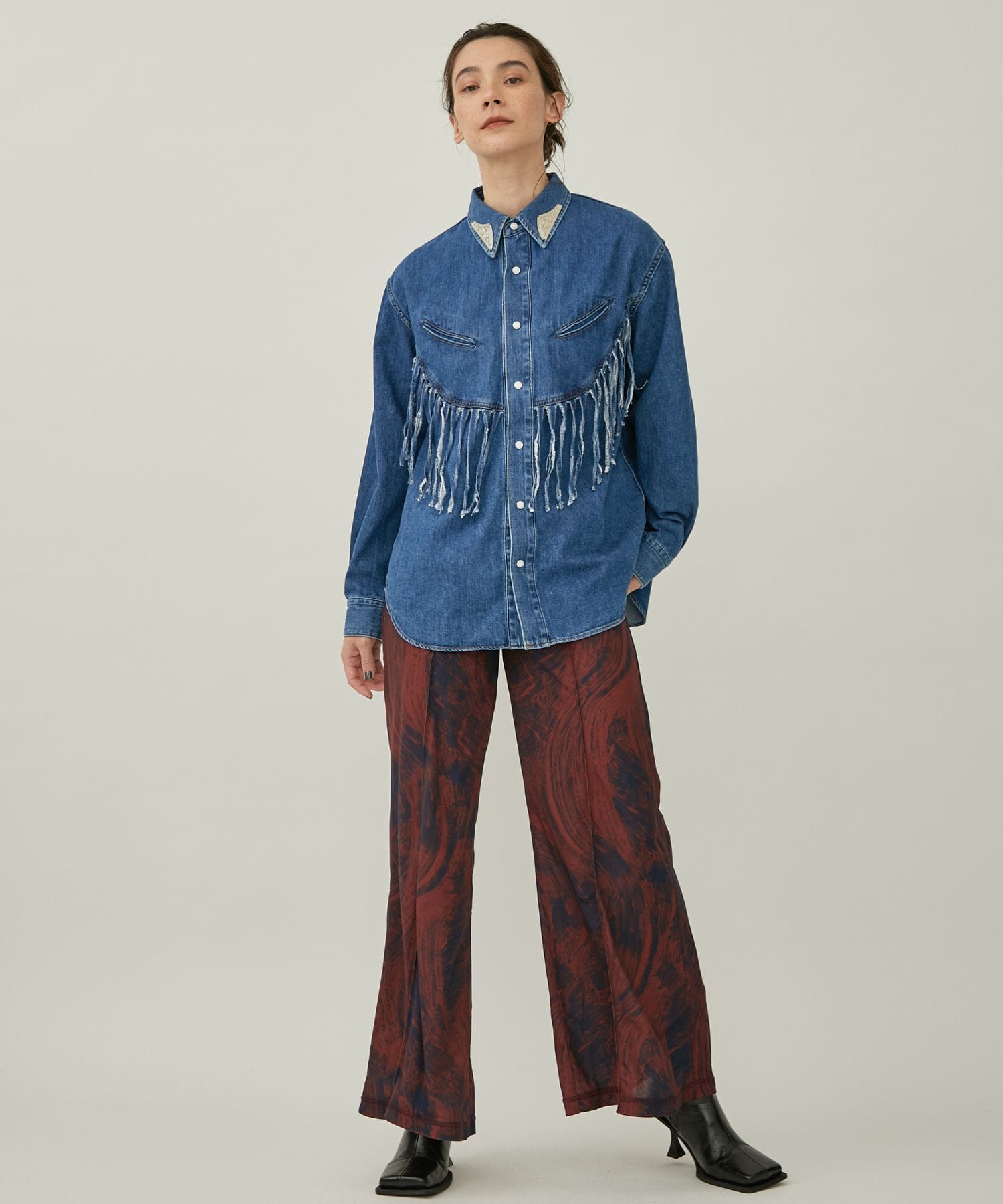 Denim fringe shirt(S BLUE): TOGA PULLA: WOMENS｜ STUDIOUS ONLINE