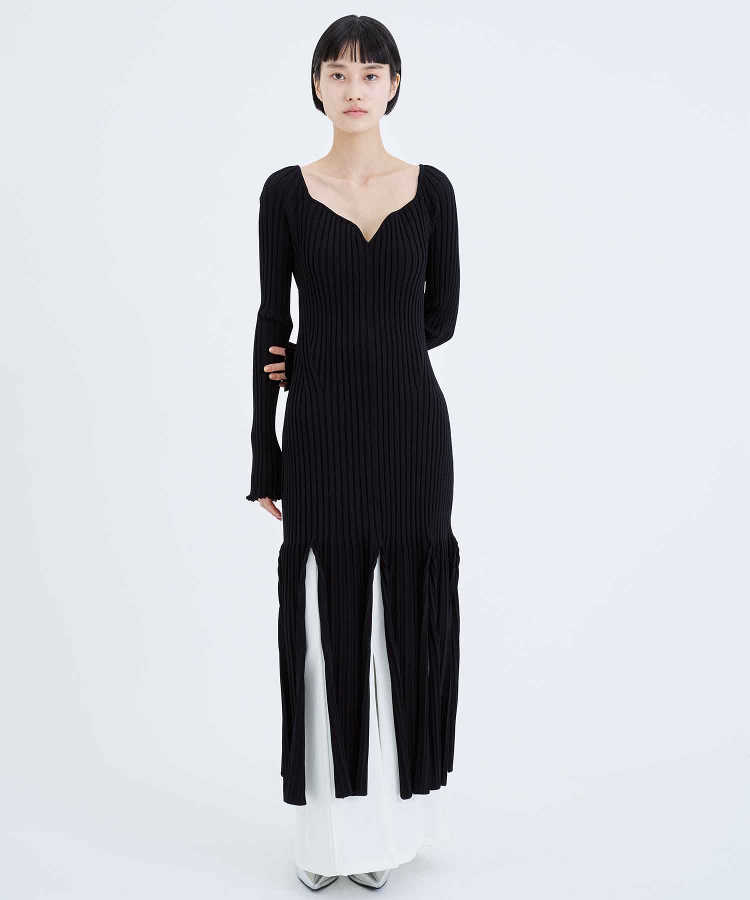 RIB KNIT SLIT DRESS