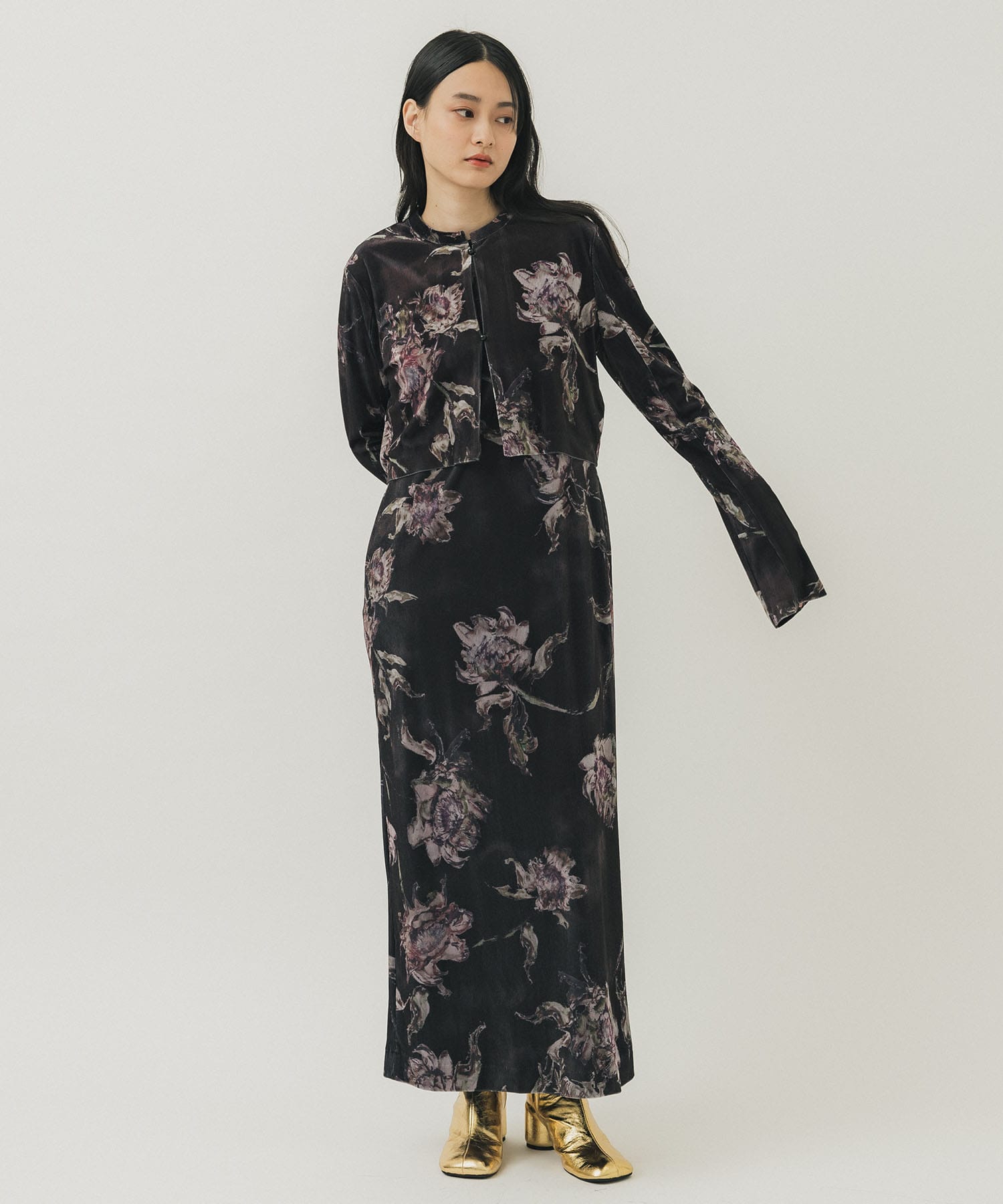 DRY FLOWER VELOUR DRESS