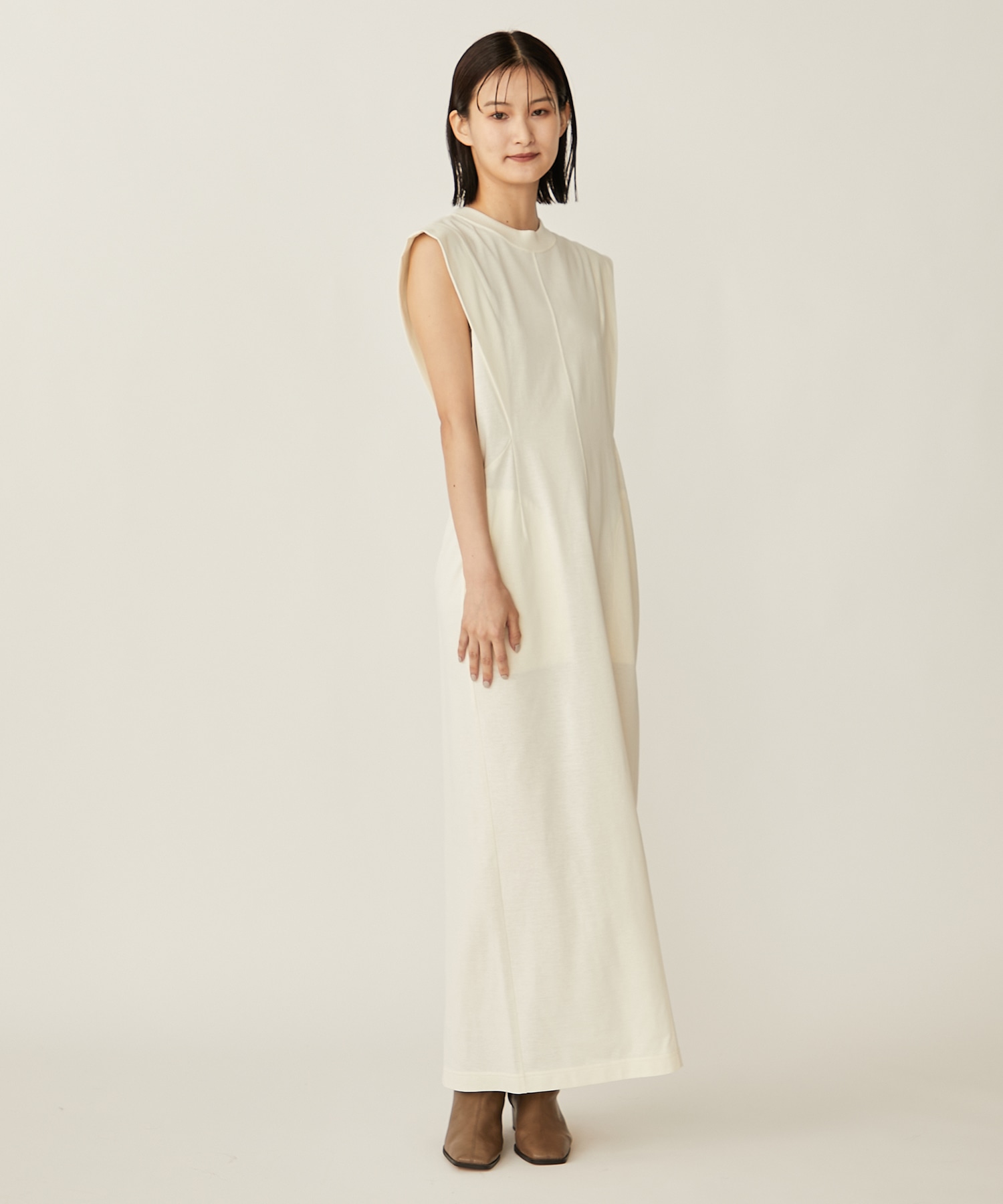 Mame Kurogouchi Cotton Jersey Dress ecru