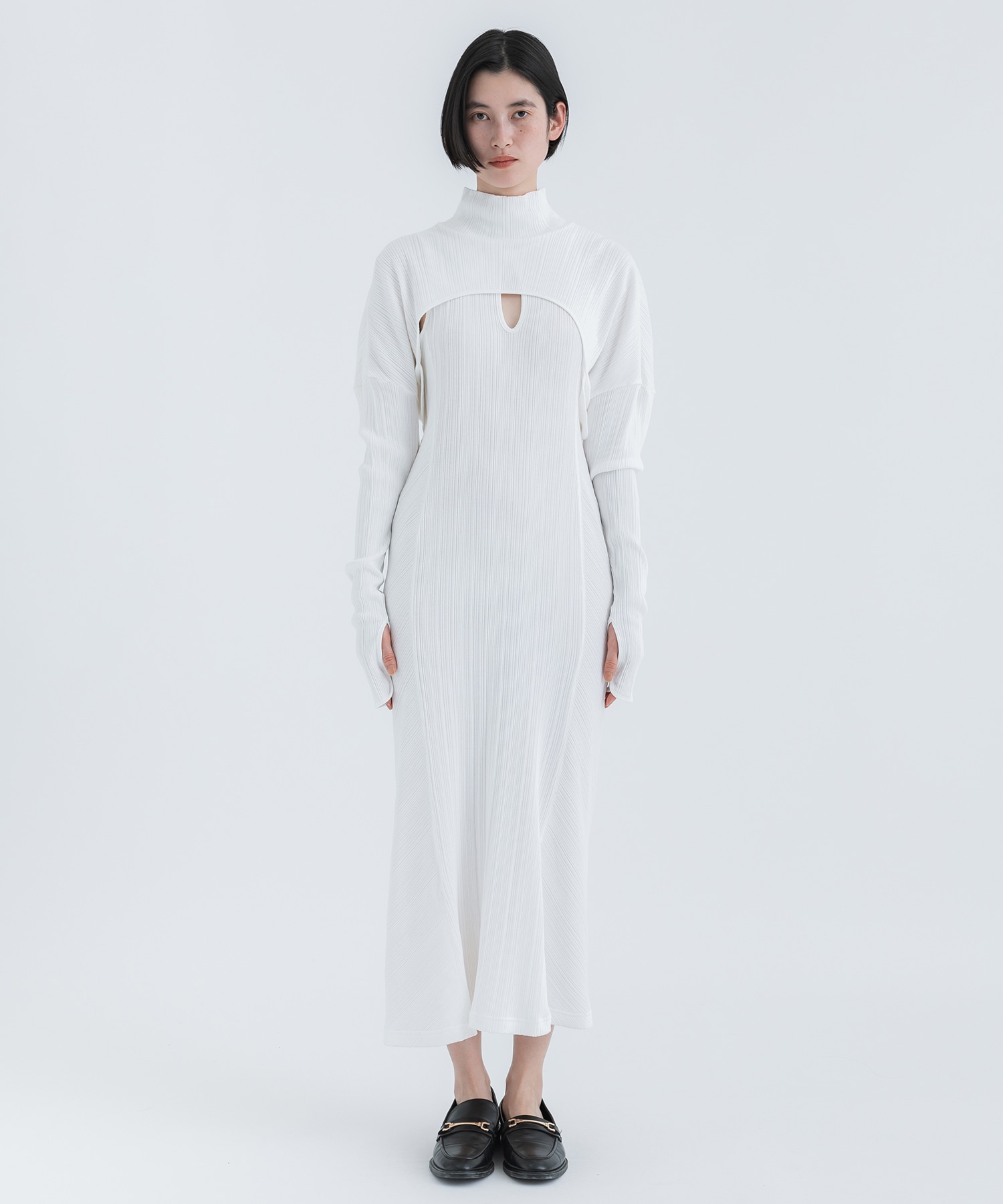 Random Ribbed Organic Cotton 2 way Dress(1 WHITE): Mame Kurogouchi 