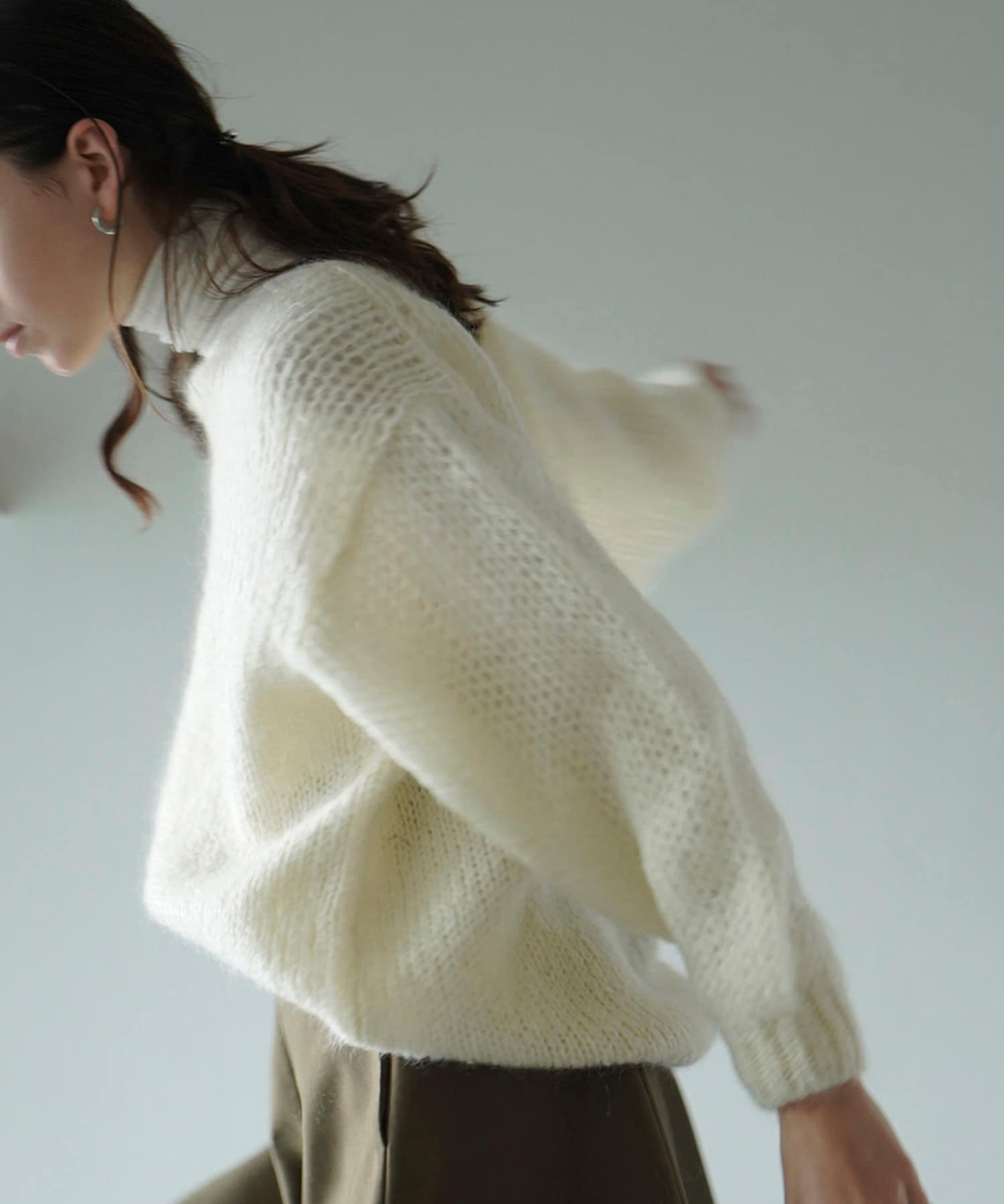 HALF SHEER LOOSE MOHAIR KNIT TOPS(1 IVORY): CLANE: WOMENS ...