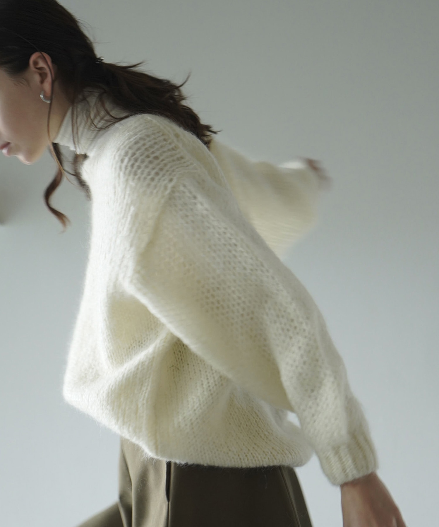 HALF SHEER LOOSE MOHAIR KNIT TOPS(1 IVORY): CLANE: WOMENS｜ STUDIOUS