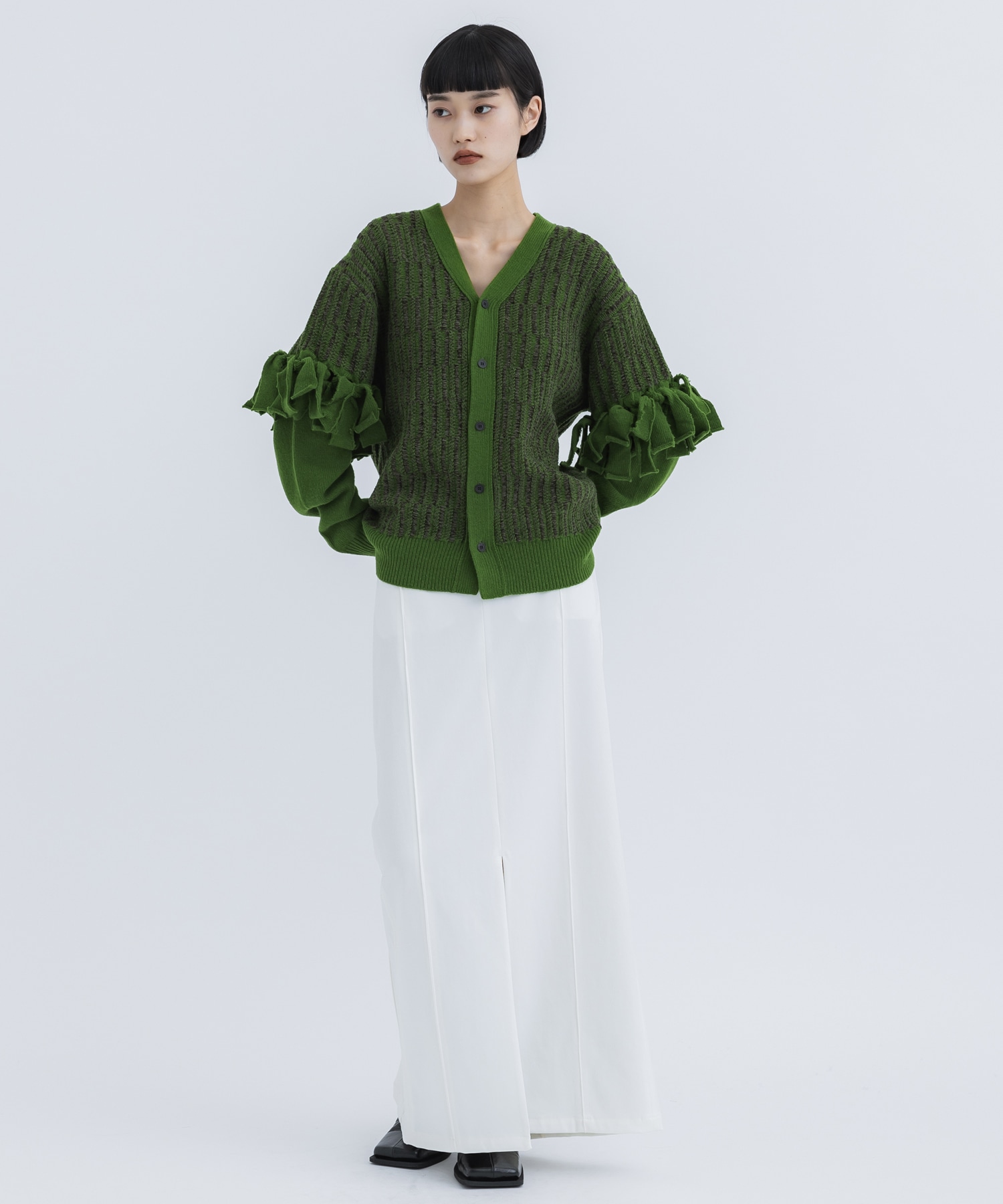 Fringe knit cardigan(S GREEN): TOGA PULLA: STUDIOUS WOMEN 