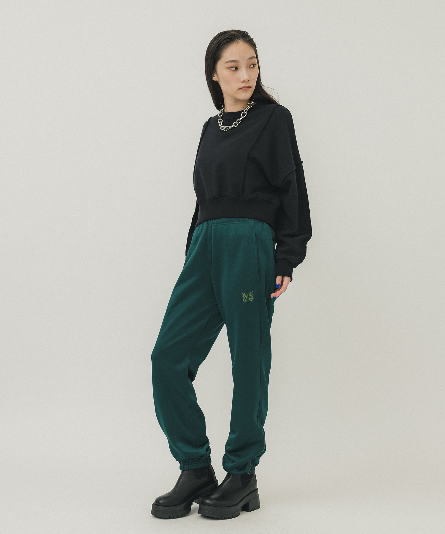 Zipped Sweat Pant - C/PE Bright Jersey(XS GREEN): Needles: WOMENS