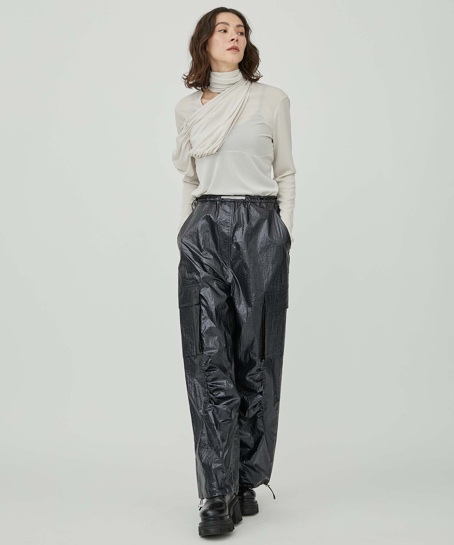 Pearl coating work pants(1 BLACK): MUKASA: WOMENS｜ STUDIOUS 