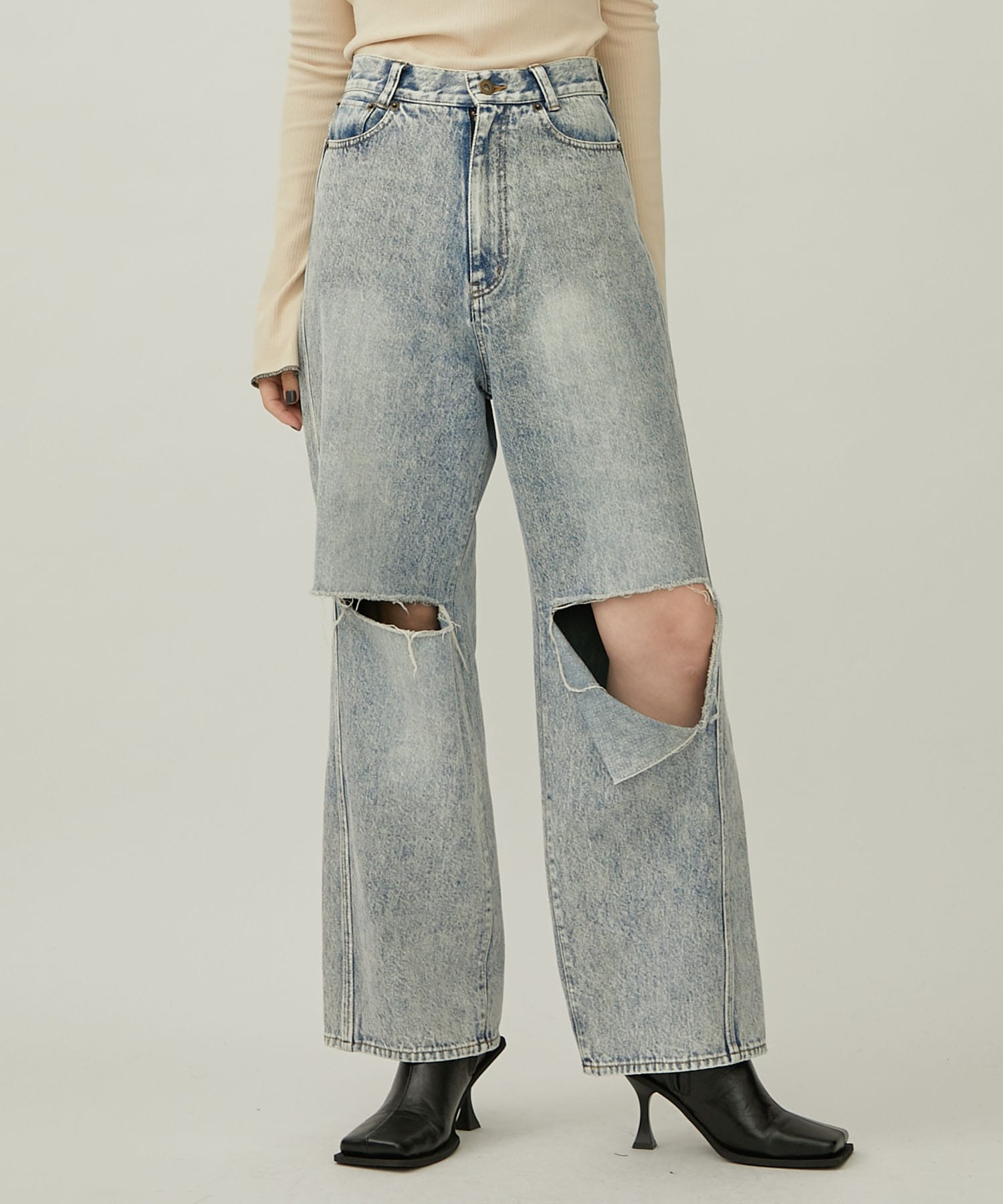 KNEE CUTTING DENIM PANTS(1 BLUE): THINGS THAT MATTER: WOMENS