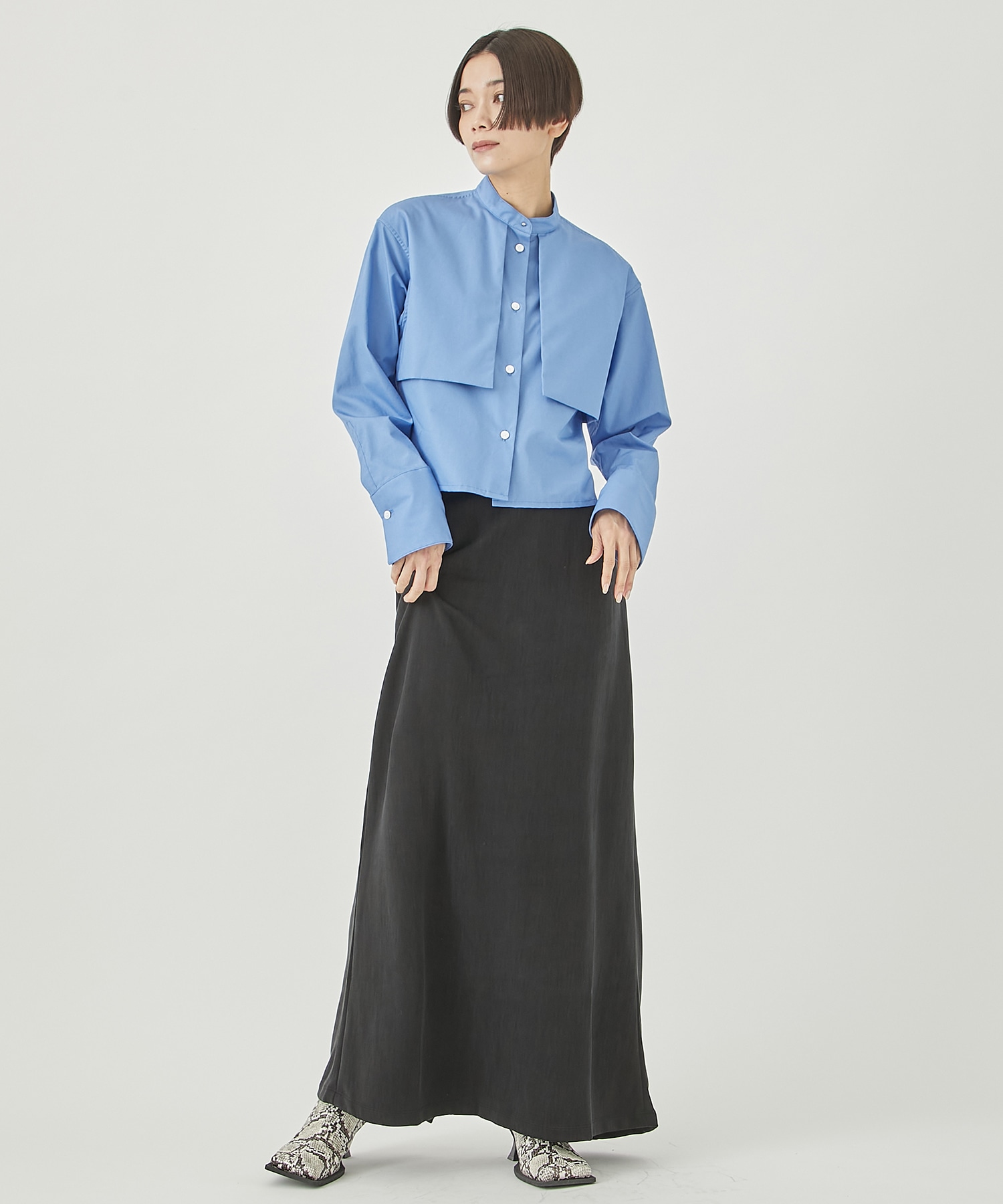 Bemberg double knit high west long skirt(0 BLACK): 08sircus