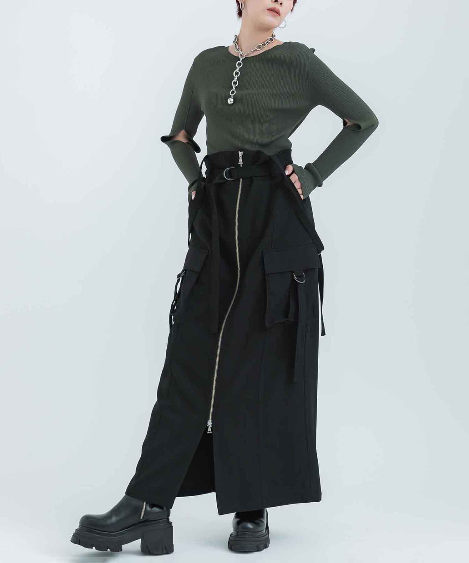 Suspenders Zip Skirt(2 BLACK): STUDIOUS: WOMENS｜ STUDIOUS ONLINE 