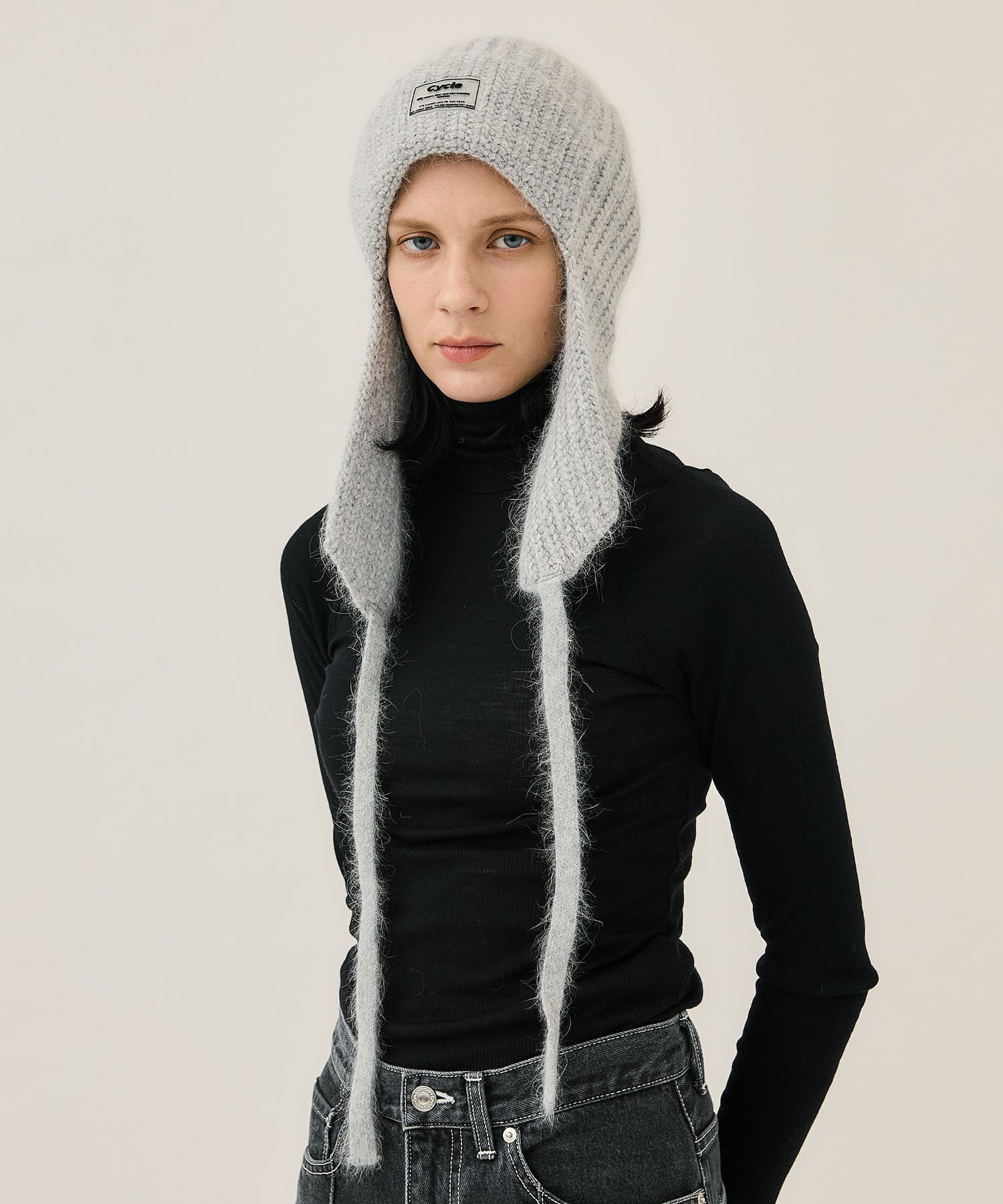 DRAW CODE MOHAIR KNIT CAP(FREE GREY): Cycle: WOMENS｜ STUDIOUS