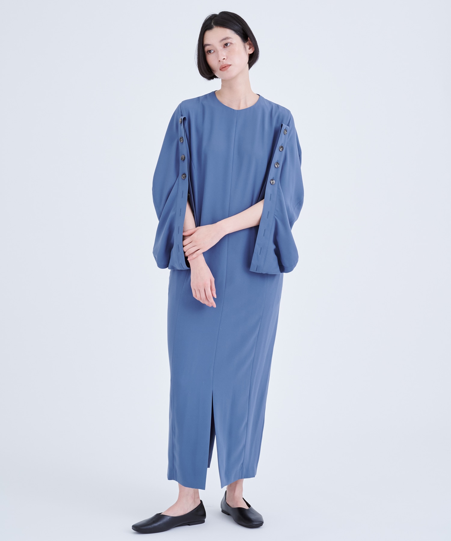 Mirka drape sleeve dress BL AKIRANAKA