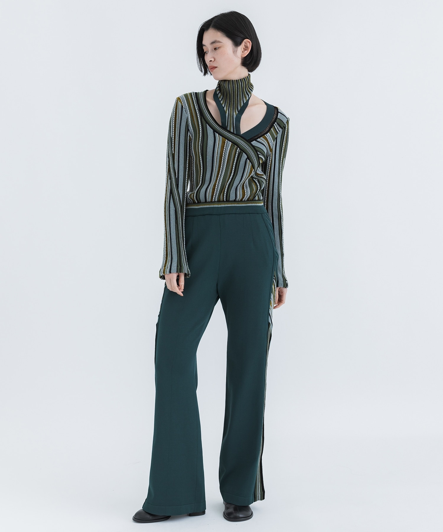 Stripe Jacquard Knitted Trousers Mame Kurogouchi