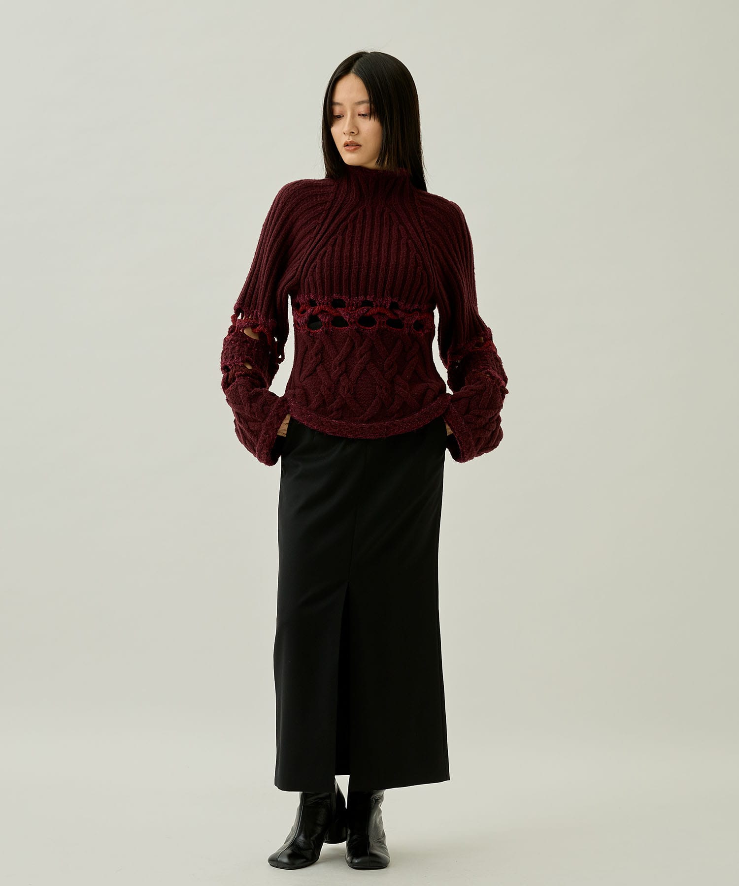 Wool Gabardine High Waisted Skirt(1 BLACK): Mame Kurogouchi