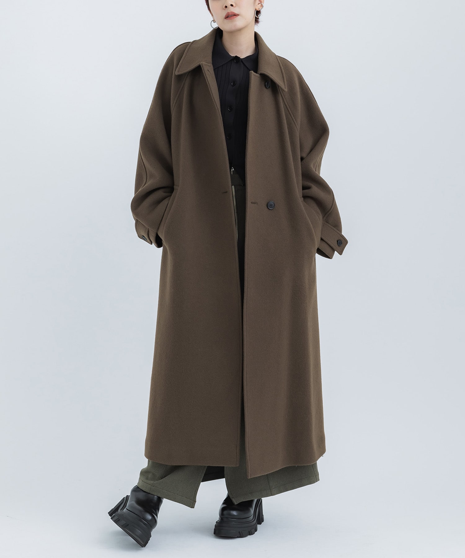 Raglan Semi Double COAT(1 KHAKI): STUDIOUS: WOMENS｜ STUDIOUS 