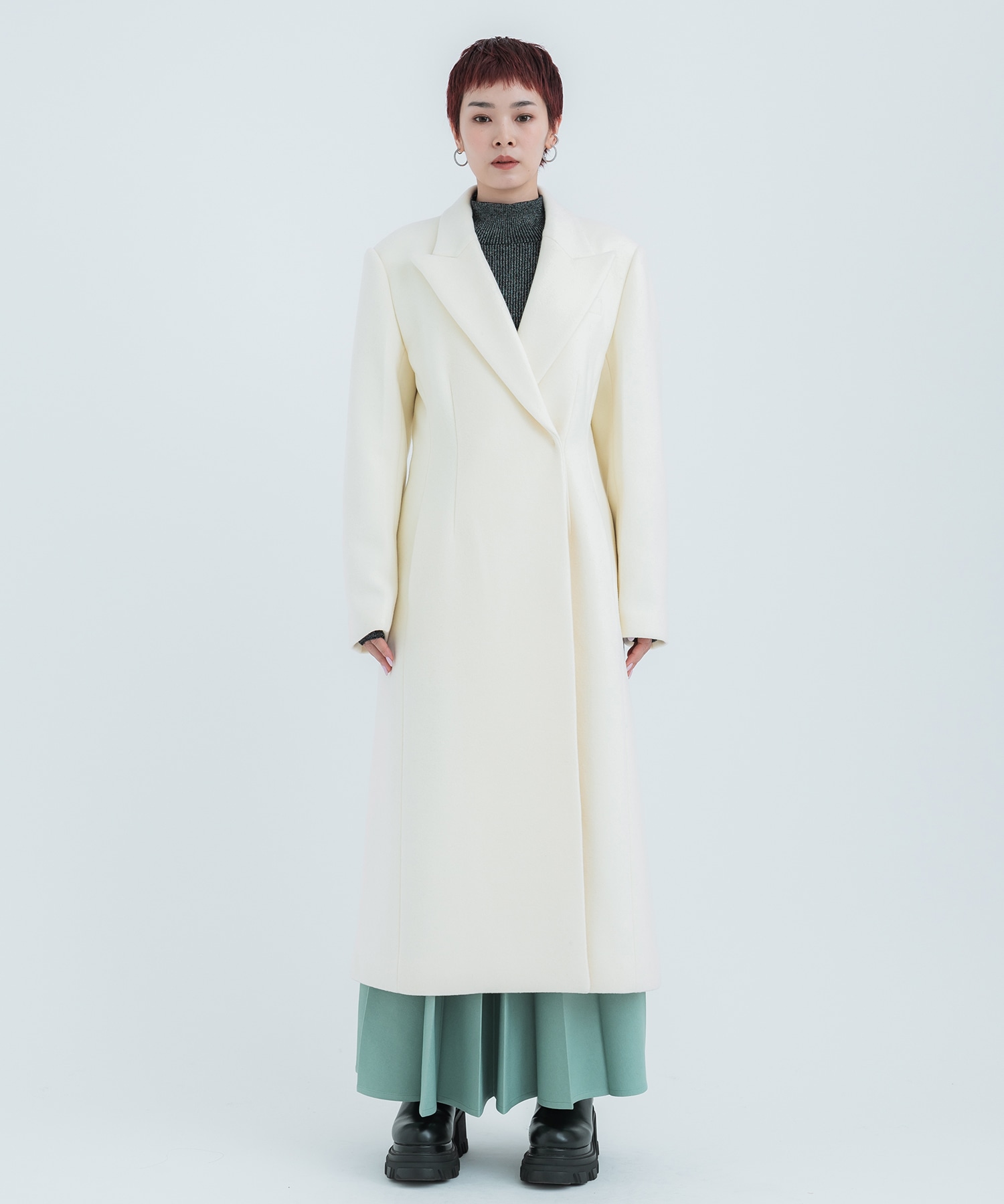 Super140s Peaked Lapel COAT(1 OFF WHITE): STUDIOUS: WOMENS