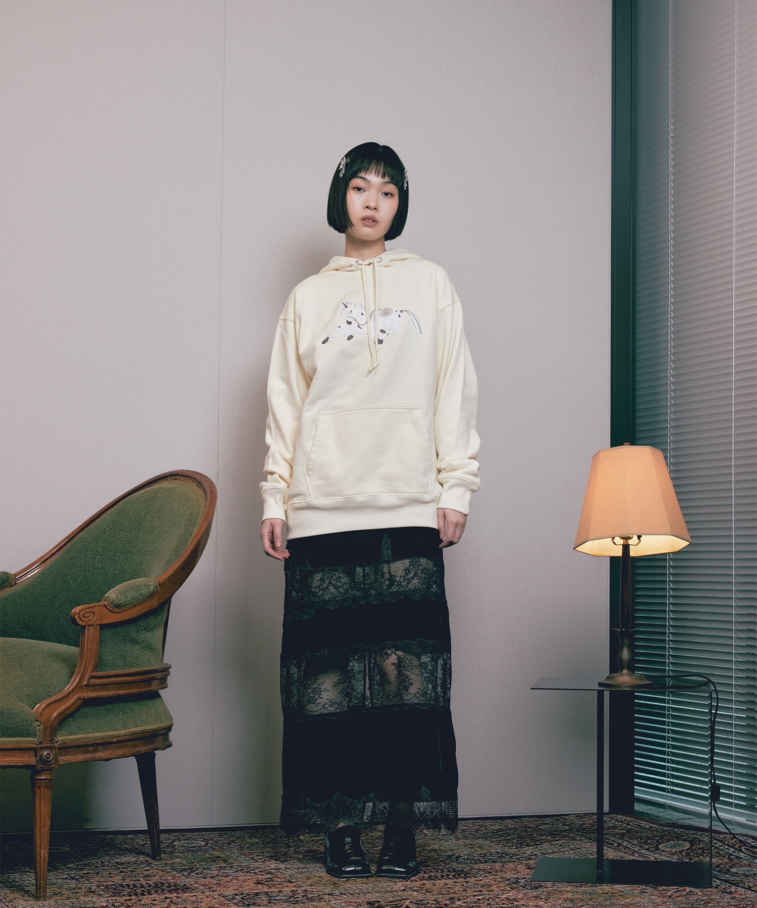 別注Horse emproidery hoodie(1 IVORY): tanakadaisuke: WOMENS 