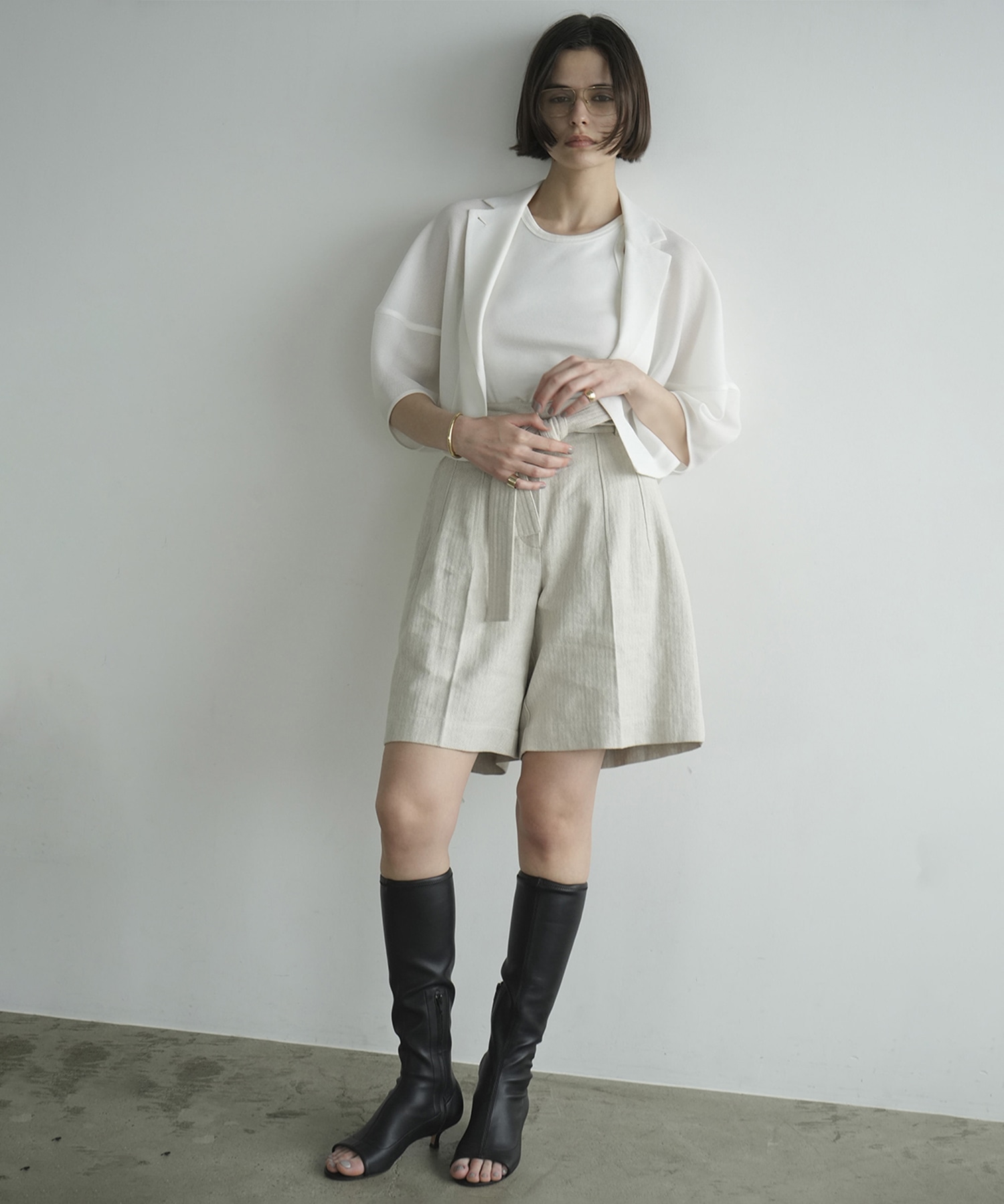 STITCH BELT HALF PANTS CLANE