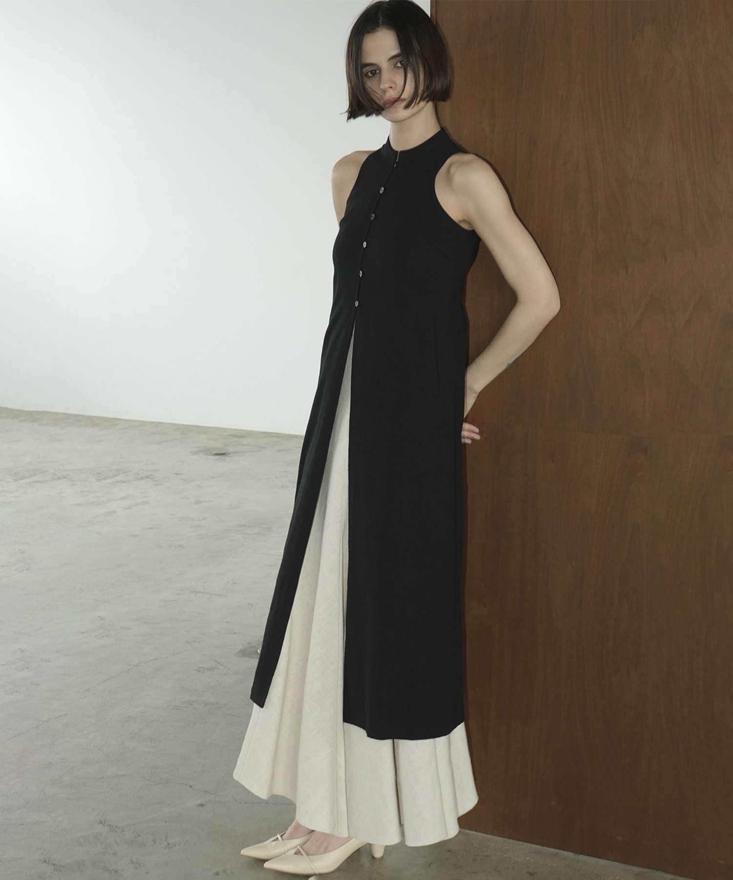 AMERICAN SLEEVE LINEN ONEPIECE CLANE