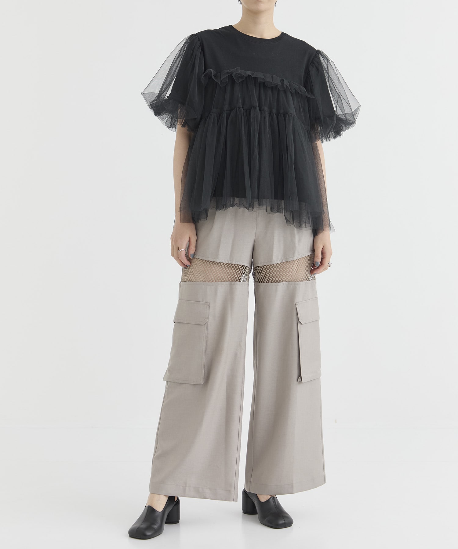 別注 Tulle Layered T-shirt VIVIANO