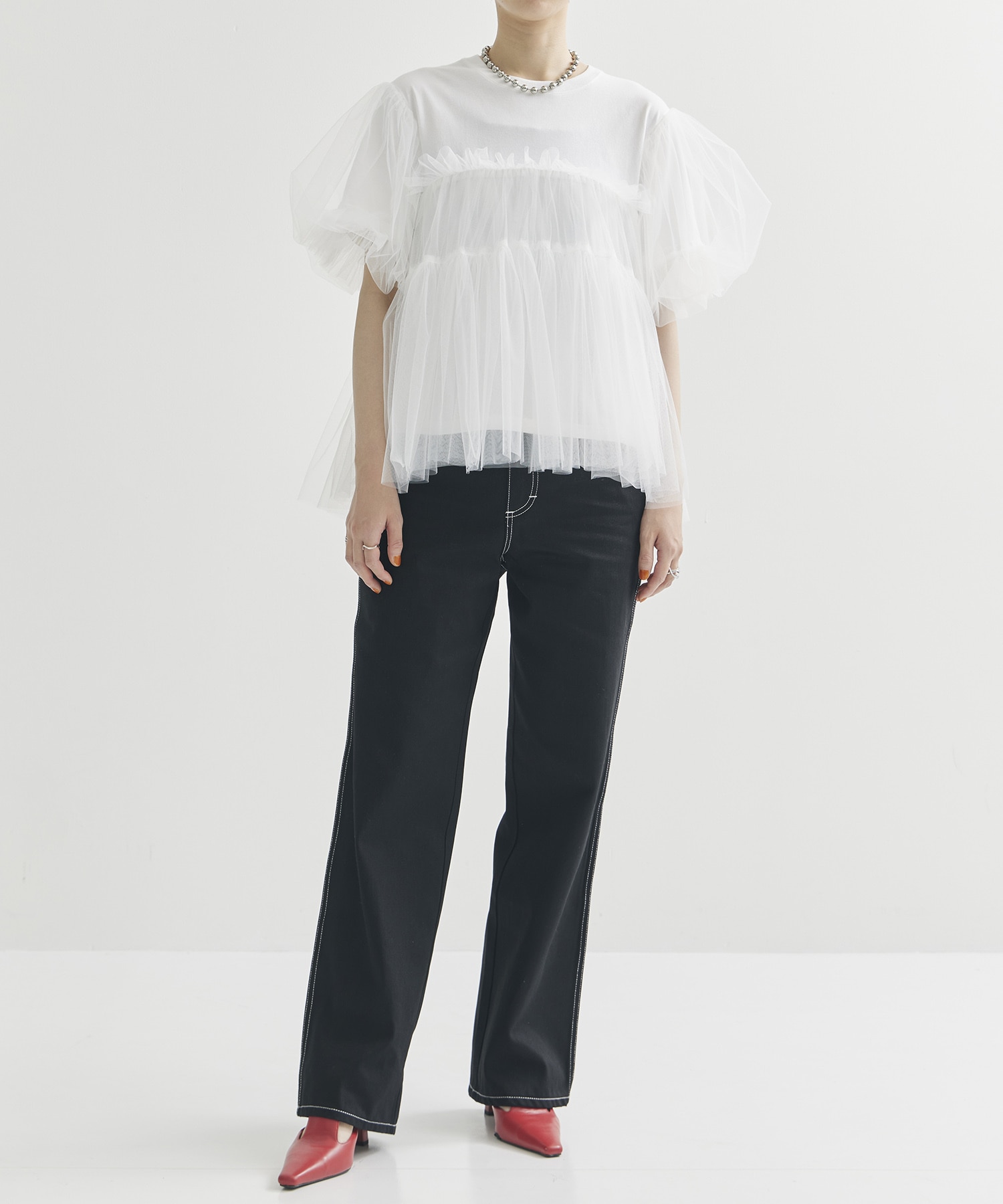 別注 Tulle Layered T-shirt VIVIANO