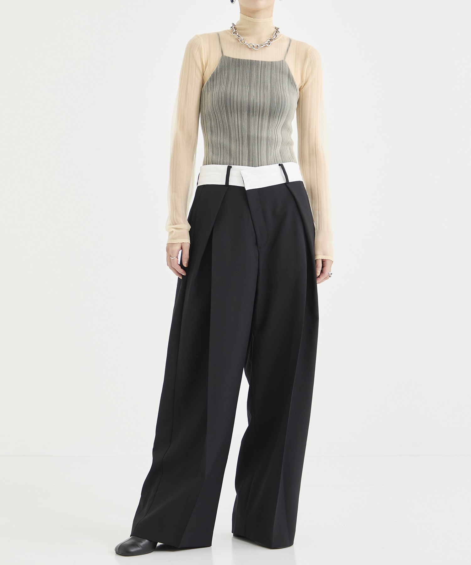 Elastic Waist Tucked Trousers STUDIOUS