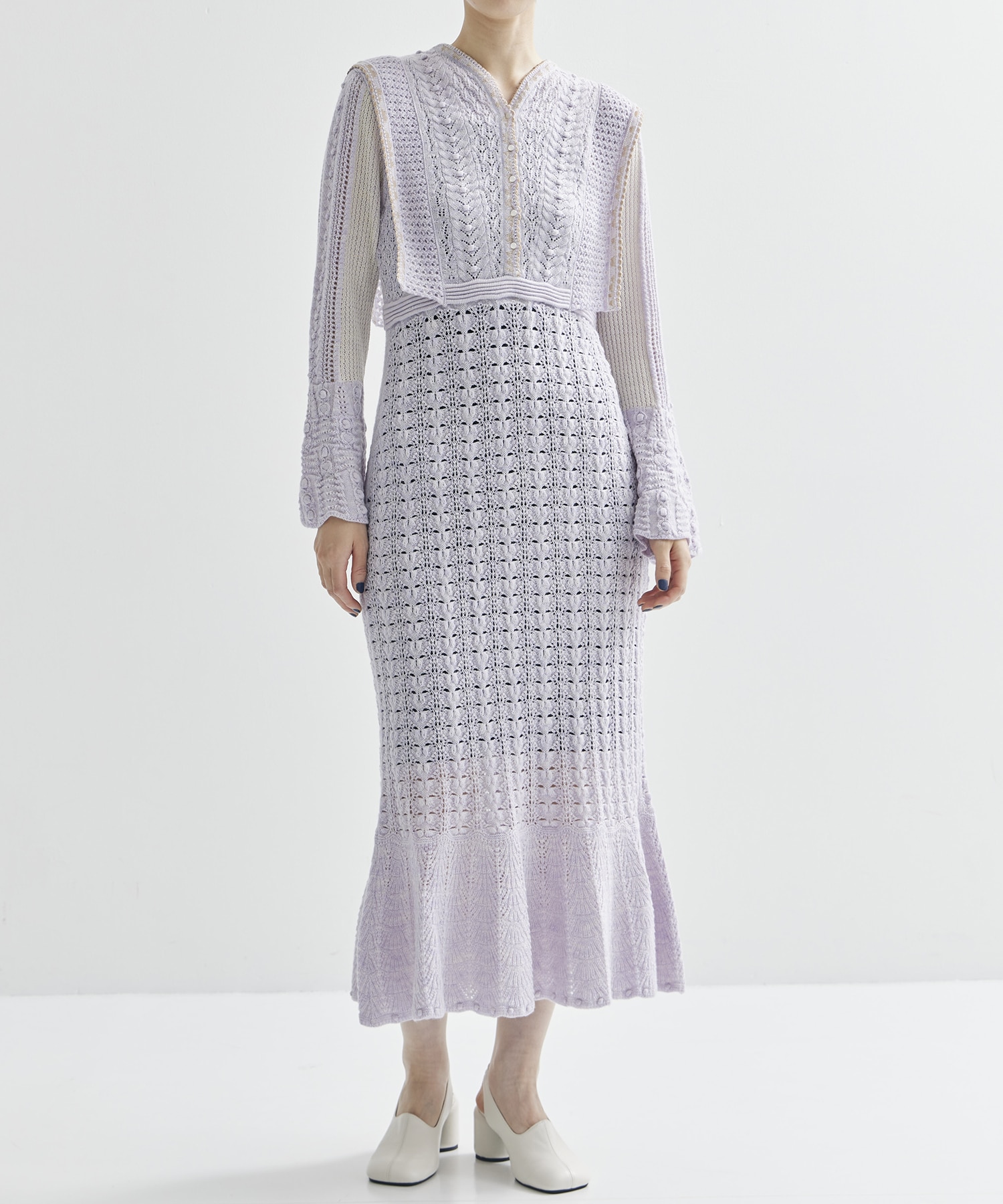 Openwork Pattern Knitted Dress Mame Kurogouchi