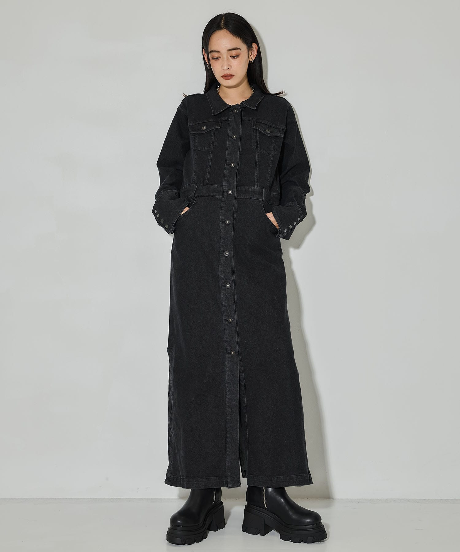 I LINE DENIM SHIRT DRESS AMERI