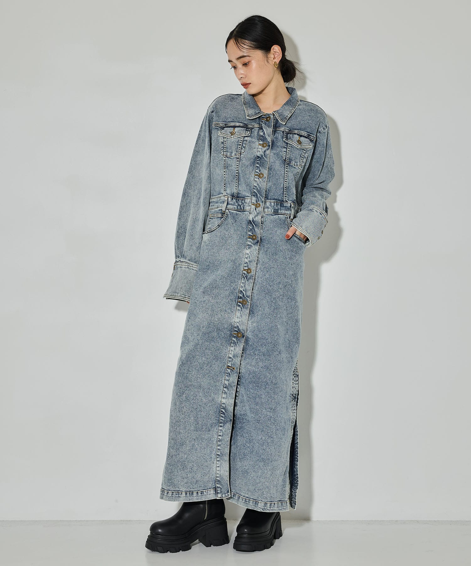 I LINE DENIM SHIRT DRESS AMERI