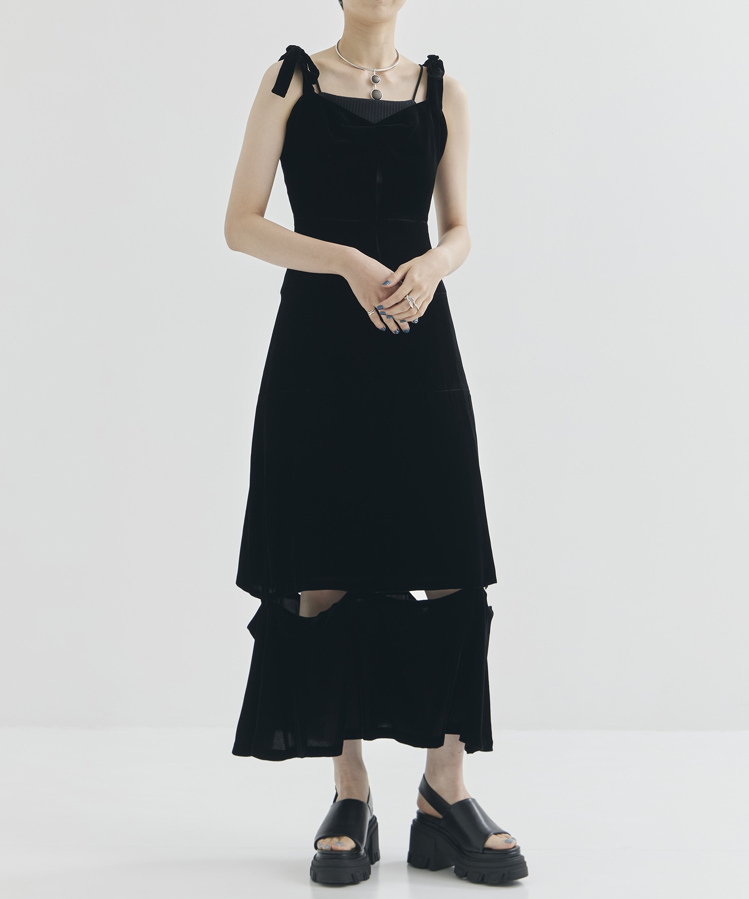 VELVET SLIT DRESS FETICO