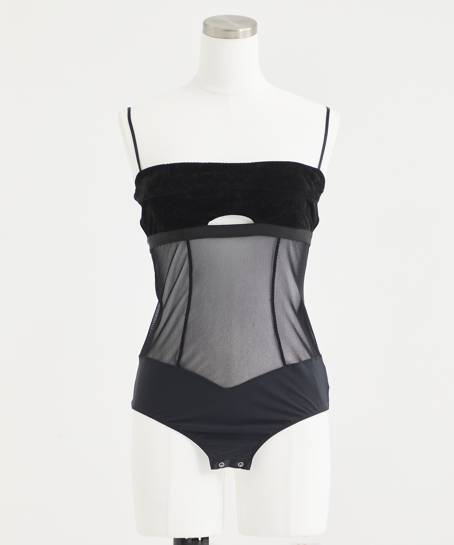 VELVET & MESH COMBINED BODYSUIT FETICO