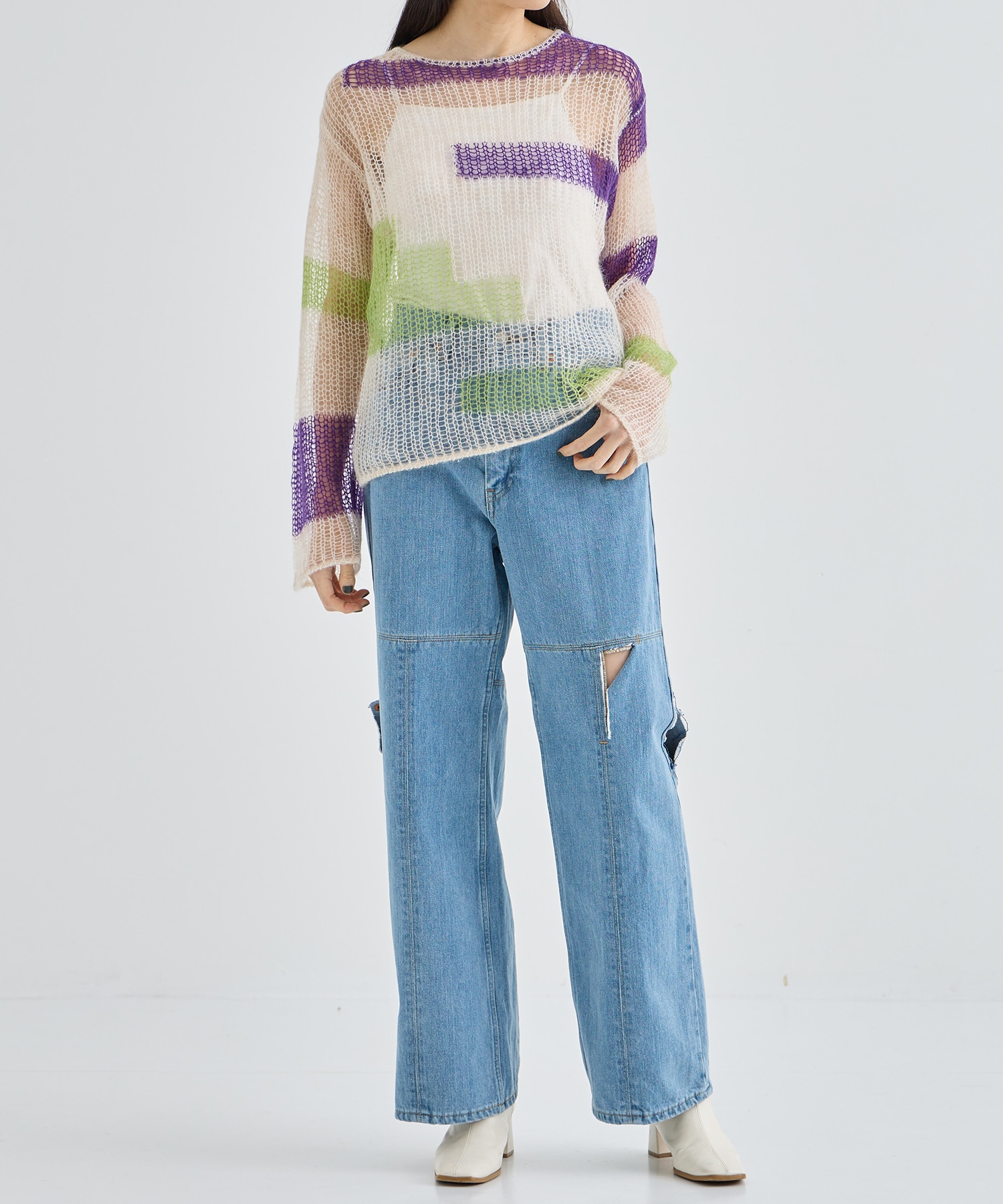 patchwork knit tops soduk