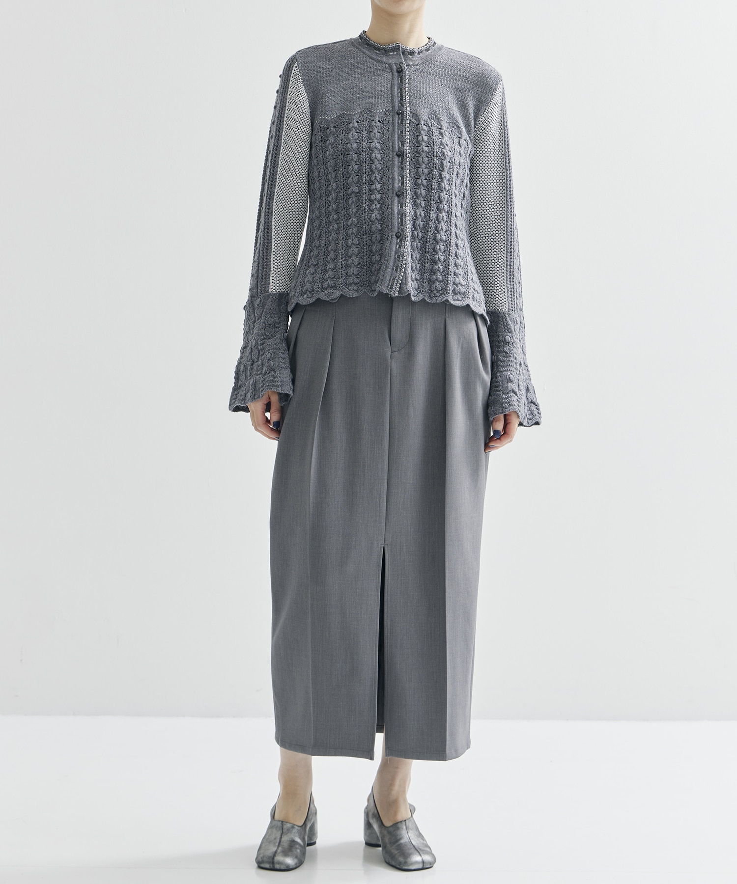 Openwork Pattern Knitted Cardigan Mame Kurogouchi